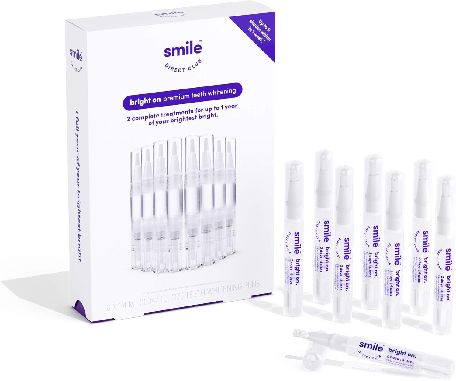 SmileDirectClub Teeth Whitening Kit - 8 1.4ml Gel Pens - Professional Strength Hydrogen Peroxide - Pain Free and Enamel Safe - Up to 9 Shades Whiter in 1 Week - Image 2