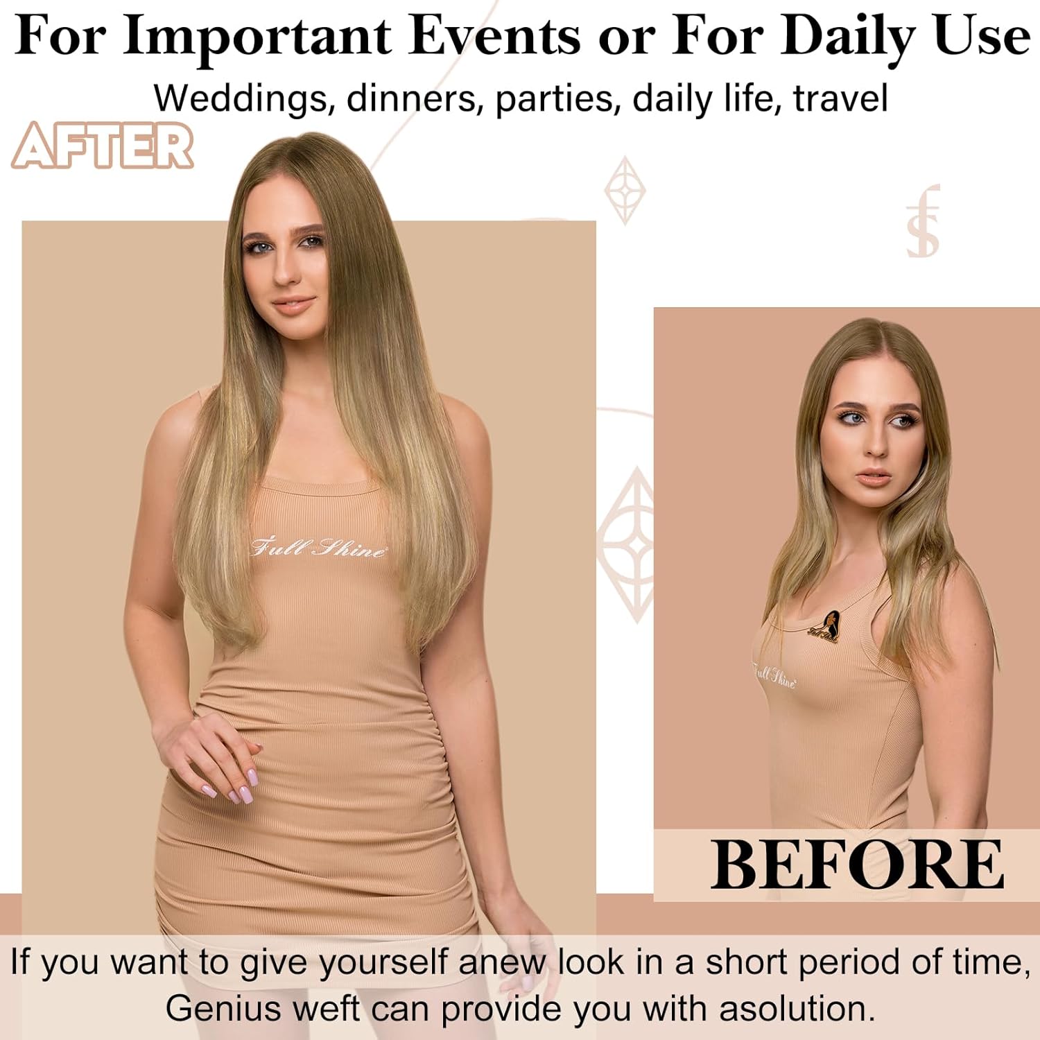 Full Shine Weft Hair Extensions Human Hair 20 Inch Hand Tied Hair Extensions Real Human Hair 60G Blonde Sew In Extensions For Women Hair Extension Wefts Human Hair - Image 5