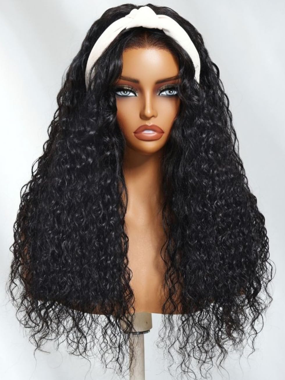 UNICE 16 Inch Water Wave Human Hair Half Wig with Drawstring and Headband - Image 2