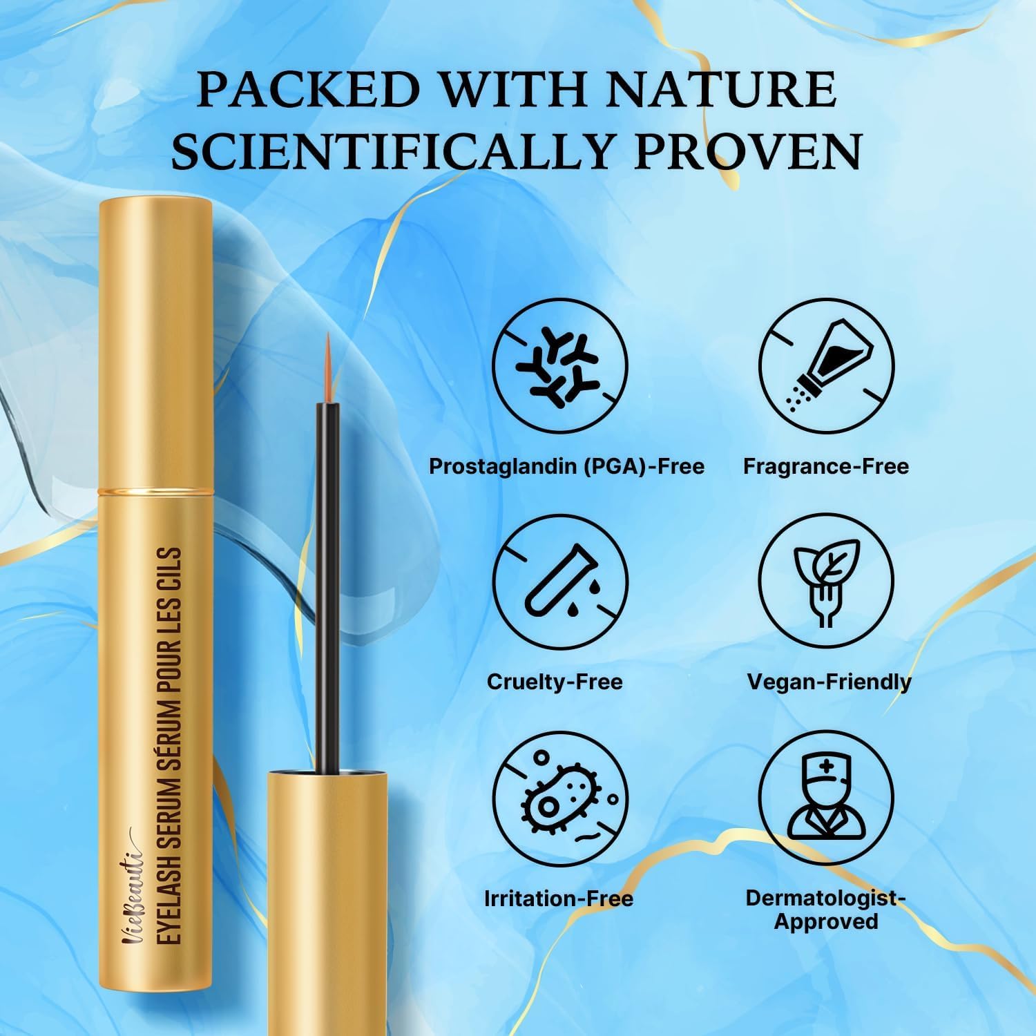VieBeauti Lash Serum for Eyelash Growth: 5mL Eyelash Growth Serum with Advanced Formula to Boost Longer Fuller and Thicker Looking Lashes - Vegan & Cruelty-Free for Sensitive Eyes 5-Month Supply - Image 4