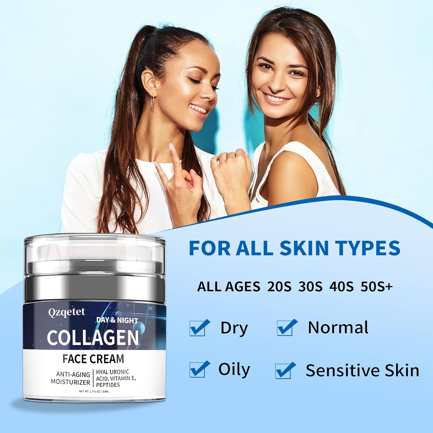 Collagen Cream for Face, Anti-Aging Face Moisturizer with Retinol and Hyaluronic Acid, Daily Hydrating Lotion, Neck and Décolleté, Moisturizing Cream to Reduce Wrinkles for Women and Men - Image 5