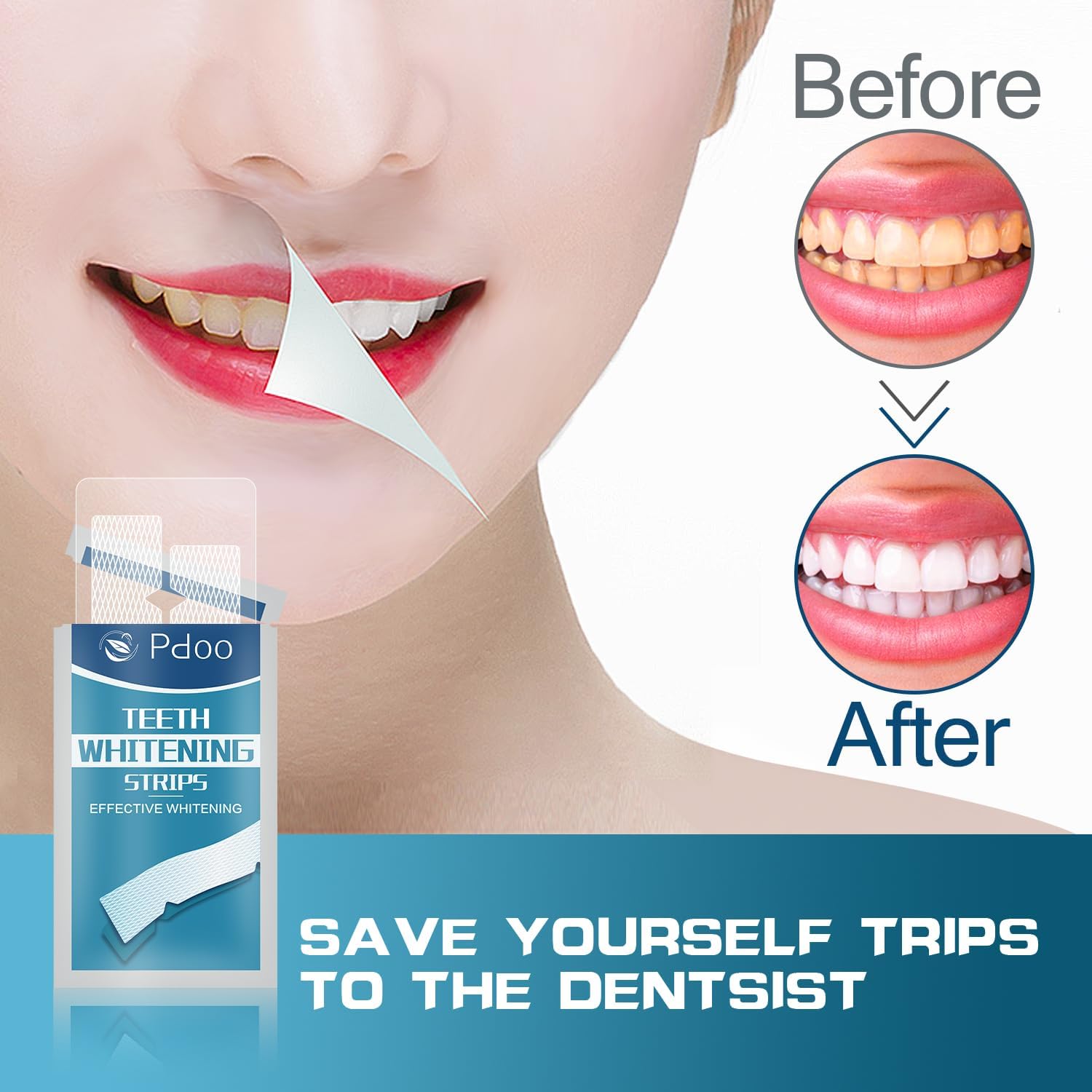 Teeth Whitening Strip 14 Treatments - Whitening Strips for Sensitive People, Fast Remove Smoking, Coffee, Wine Stains, Teeth Brightening Kit Pack of 28 Non-Slip Strips - Image 4