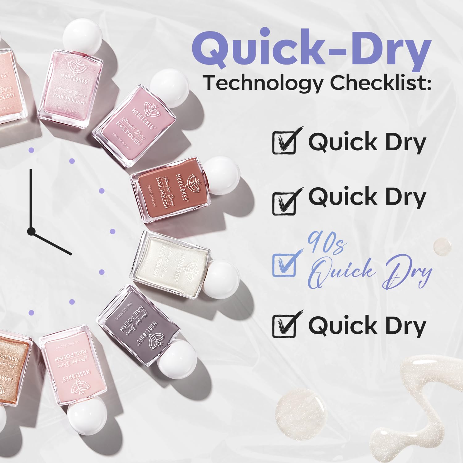modelones Pearl White Nail Polish, Shimmer Glitter White 15 ml Quick Dry Nail Lacquer Strengthener Long Last Shine Fingernail Toe Nail Art DIY Home Travel Manicure Gift for Women Girls 0.5 Fl Oz - Image 6