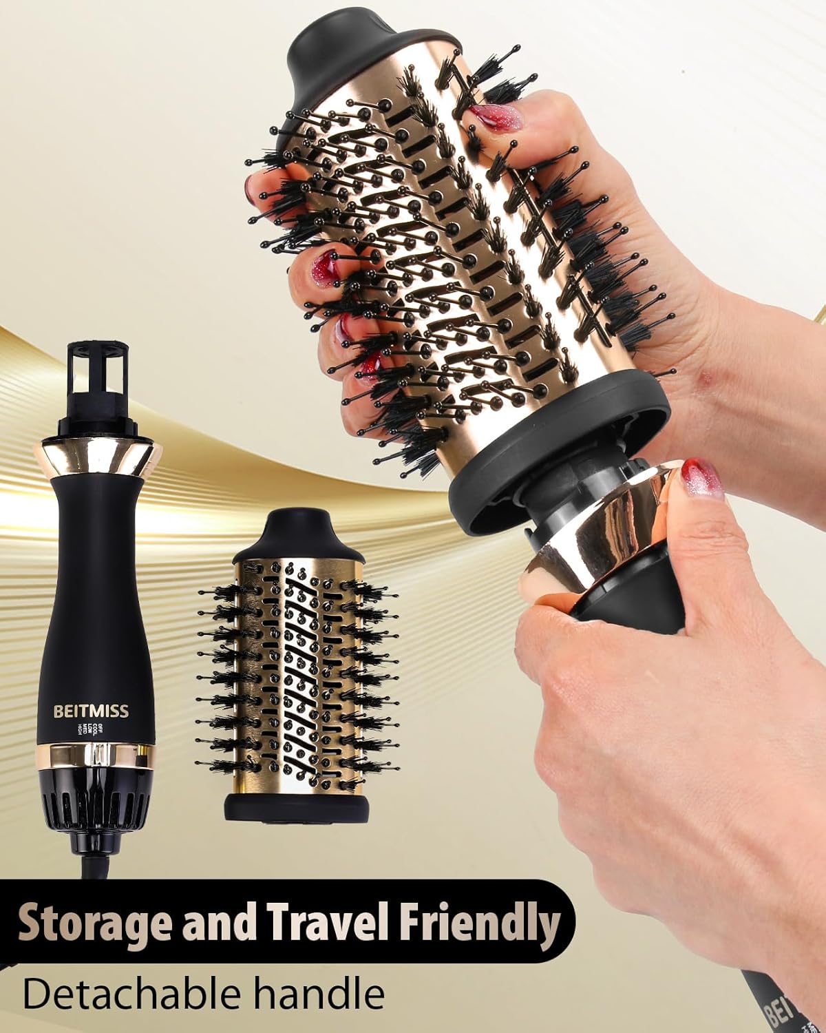 Blow Hair Dryer Brush: Detachable 4-in-1 with Ionic Technology, Brush-Blow-Dryer Oval Barrel with Ionic Technology Fluffy, Belowout-Hair-Volumizer - Image 5