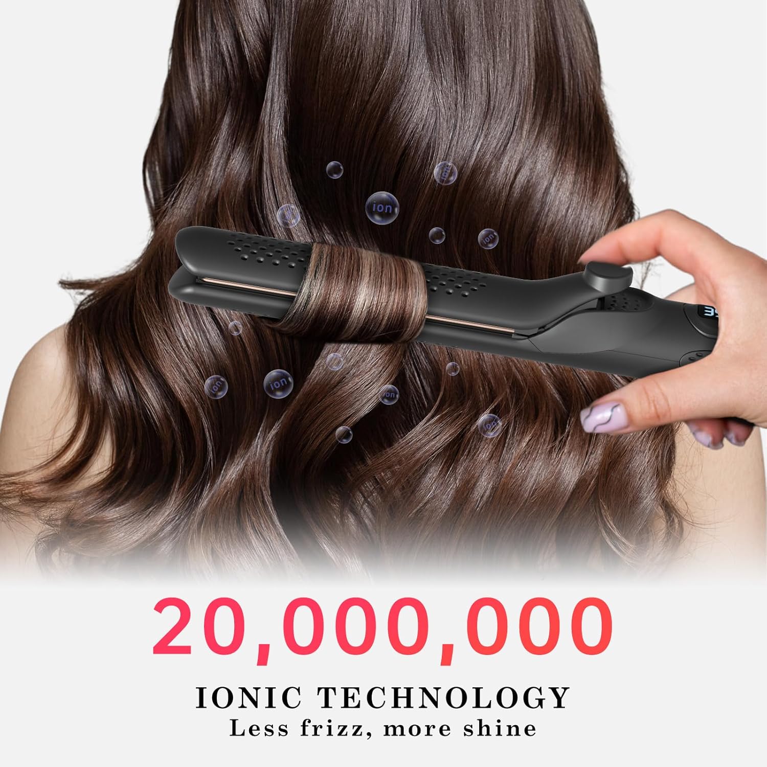 Hair Straightener and Curler 2-in-1, 360° Airflow Styler Curling Iron, 1.25 Inch Curling Wand, 20 Million Negative Ion Hair Care, 5 Temps & Auto Off, Dual Voltage (Black) - Image 3