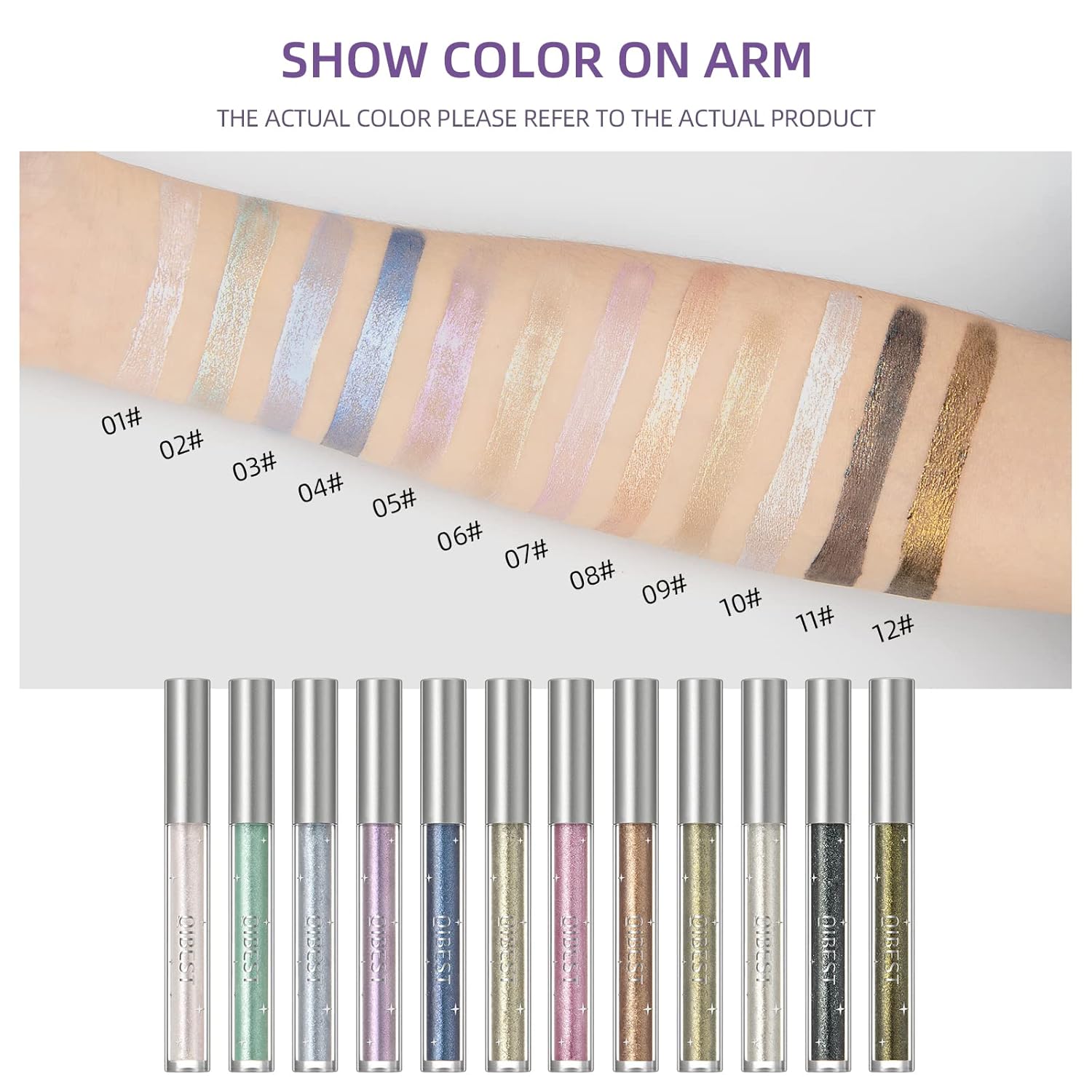 BestLand 12 Colors Liquid Glitter Eyeshadow Set, Multi-dimensional Metallic Glitter Shimmer Smokey Eye Looks Waterproof Long Lasting Quick-Drying Sparkling Eye Shadow Makeup Kits (Color A) - Image 8