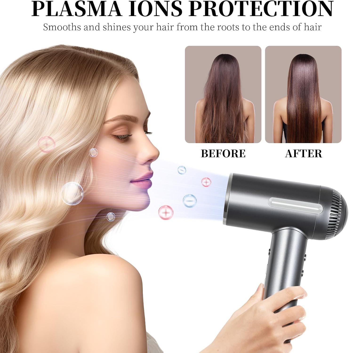 1600W Ionic Hair Dryer with Diffuser and Facial Mode Silver Gray - Image 4