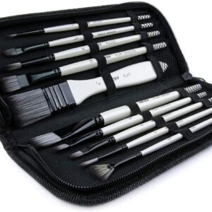 ARTIFY Paint Brush Set, 10 Pieces Paint Brushes for Acrylic Painting with case, Nylon Hair Brushes for Acrylic, Watercolor, Oil and Gouache Painting, White