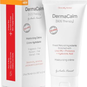 Clinically Tested DermaCalm SOS Therapy - Eczema Psoriasis Dermatitis Prone, Dry Skin - Urea 8%, Probiotics w/Best Natural Ingredients - Itchy, Severely Dry, Scaly Skin. Adults & Kids, Eczema Cream
