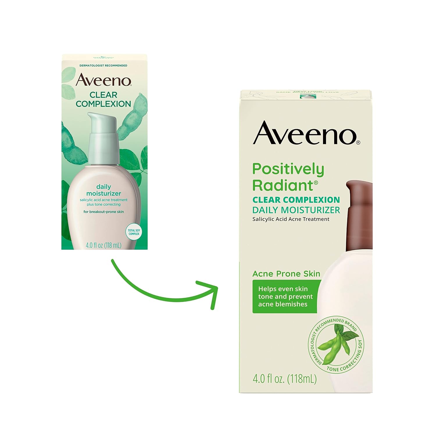 Aveeno Positively Radiant Clear Complexion Face Moisturizer, Acne Facial Moisturizer with Soy and Salicylic Acid for Oily Skin, Hypoallergenic Formula, Paraben-Free, Non-Comedogenic, Pump, 4 FL OZ - Image 7