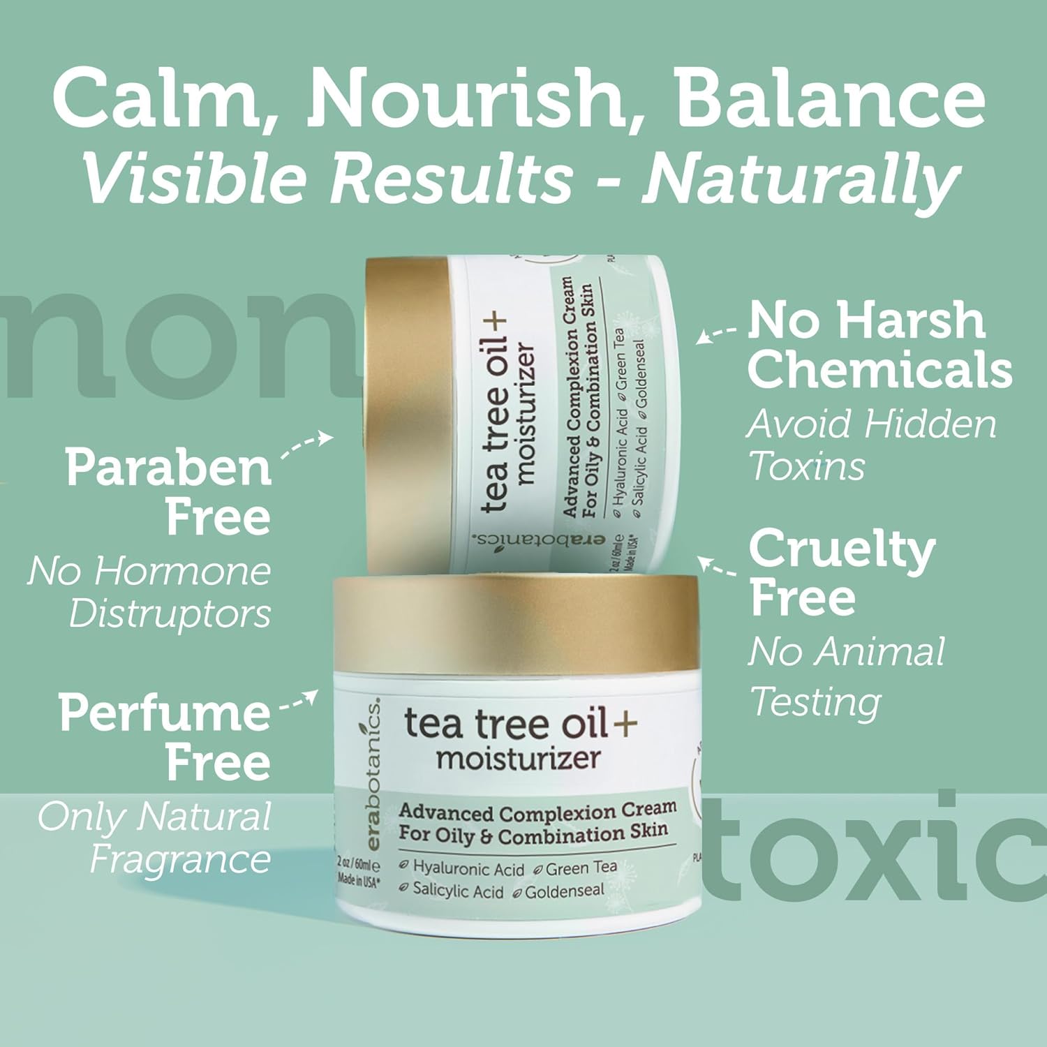 Era Organics Tea Tree Cream Face Moisturizer for Oily Skin - Advanced 7X Balancing Oily Skin Moisturizer - Non-Greasy Moisturizer - Tea Tree Oil for Skin - Image 6