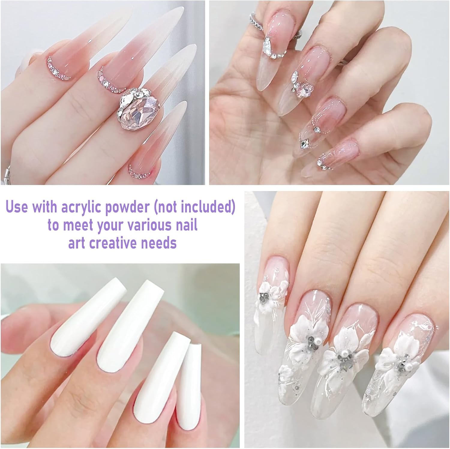 Monomer Acrylic Nail Liquid 8.12fl.oz with 3 Size Acrylic Brushes for Acrylic Powder, MMA-Free Non-Yellowing EMA Monomer Liquid for Acrylic Nail Extension & Carving, DIY Home & Nail Salon Use - Image 4