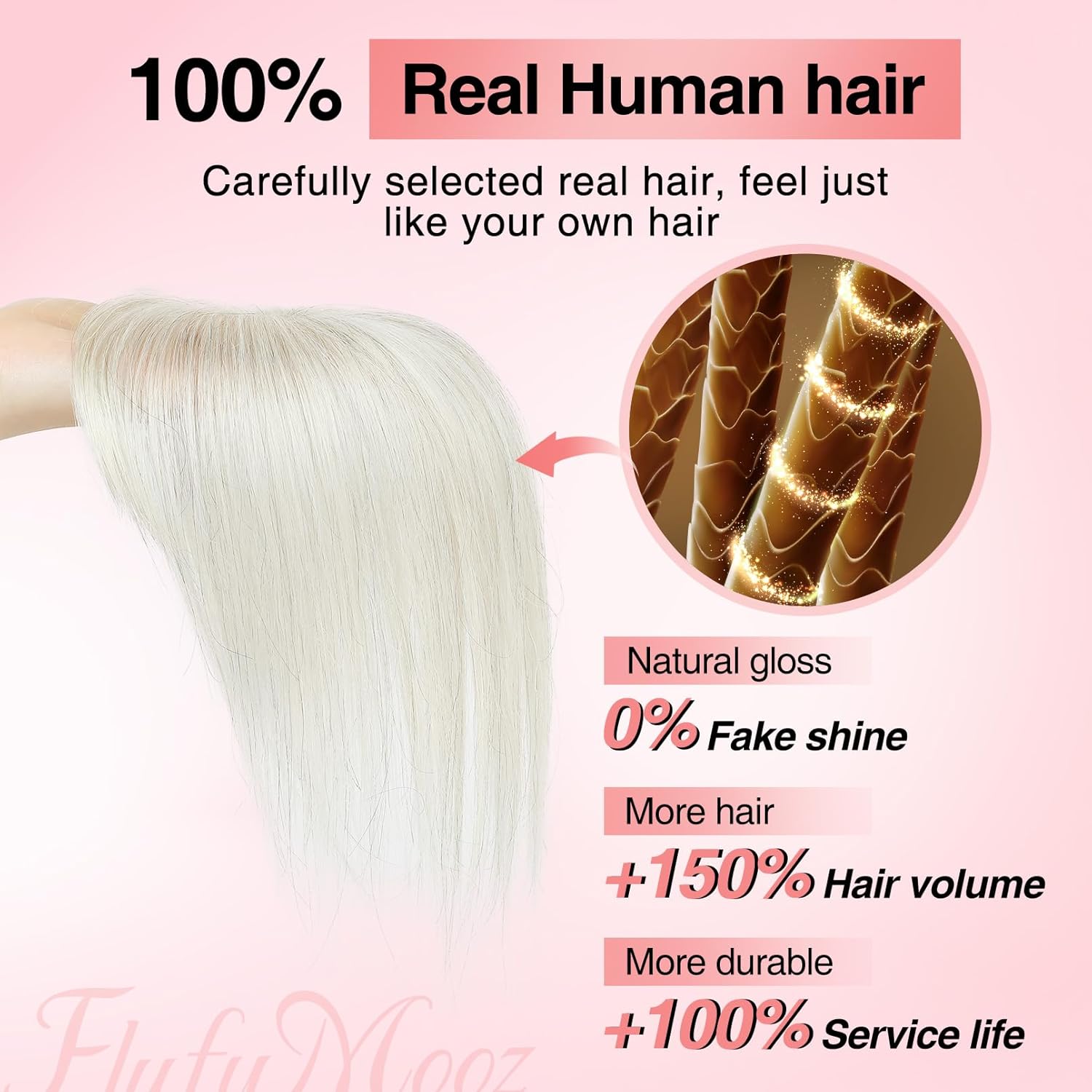 Flufymooz 10 Inch Silver White Clip-in Human Hair Bangs for Women - Image 2