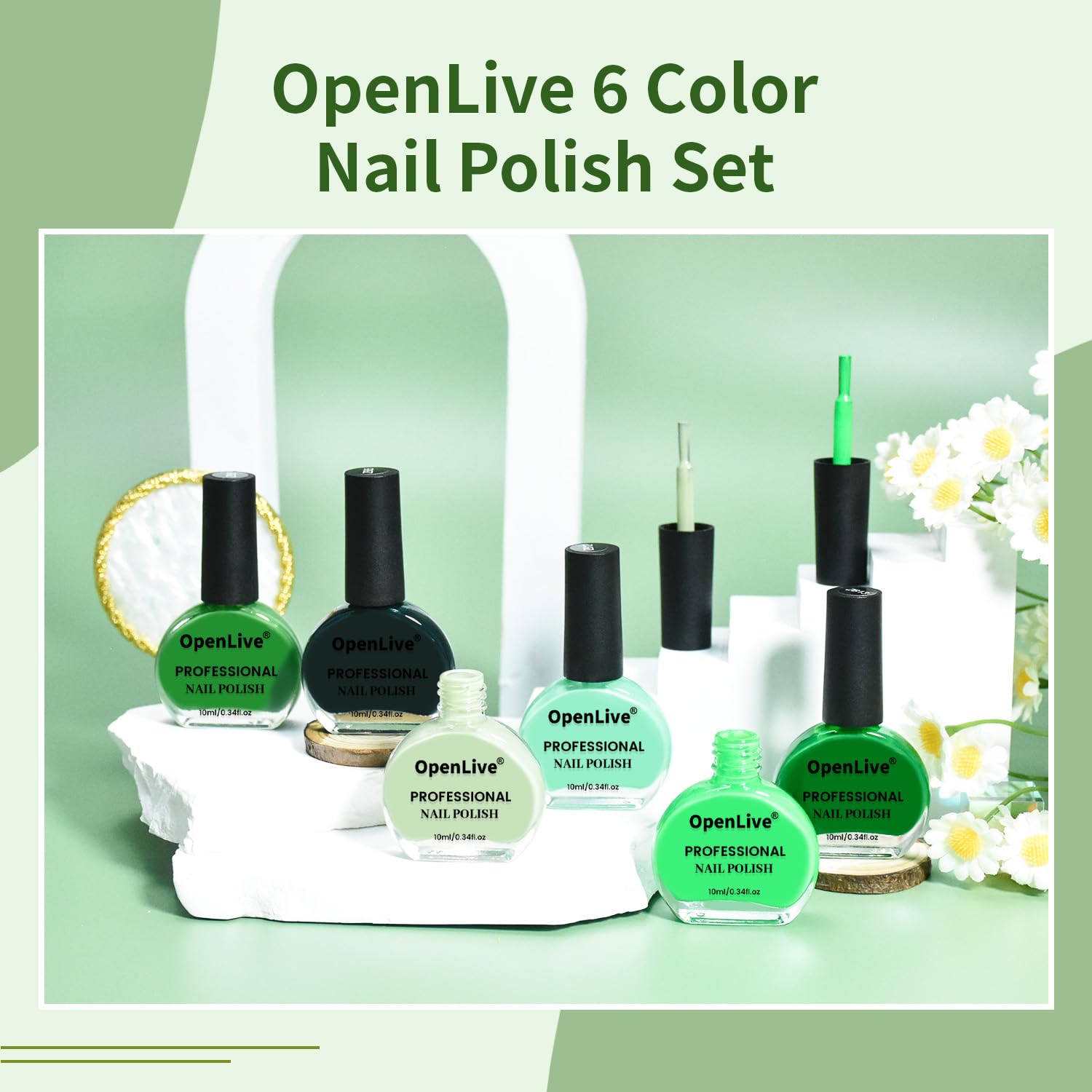 Green Nail Polish 6Pcs Nail Polish Set All Seasons Neutral Color Quick Dry NailPolish Set for Collection Easter Gift for Her - Image 3