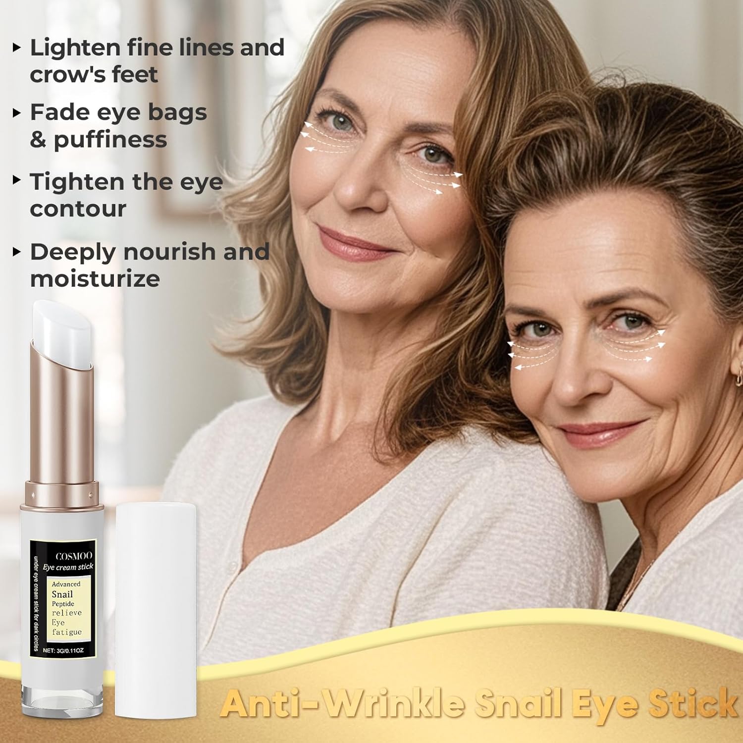 COSMOO Snail Peptide Under Eye Cream 15ml for Dark Circles and Puffiness - Image 2