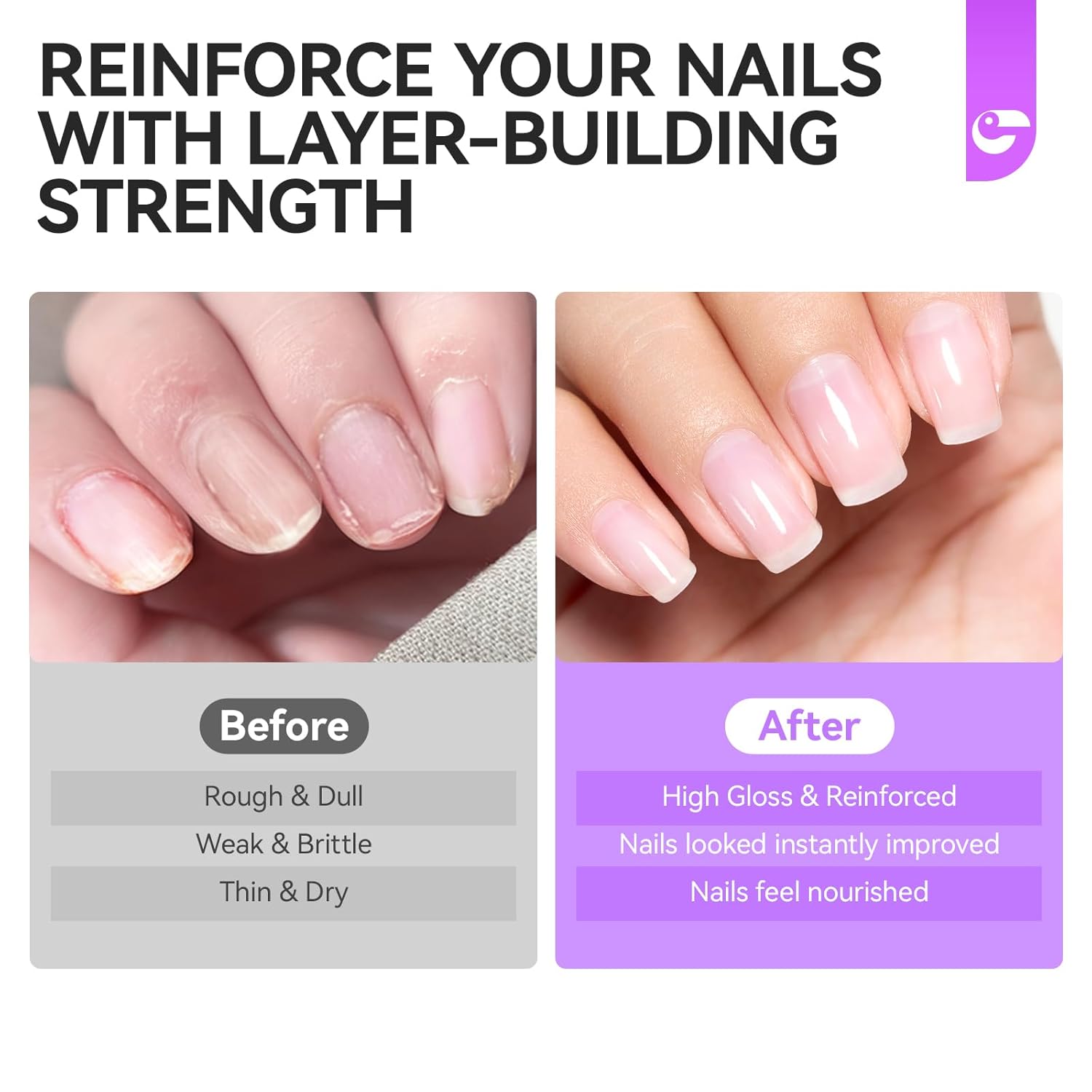 Gelike EC Ridge Filler Nail Strengthener: Extra Strong Nail Hardener for Damaged Nails & Growth Treatment for splitting nails - Organic, Vegan, Cruelty Free for Daily Home Salon - Image 6