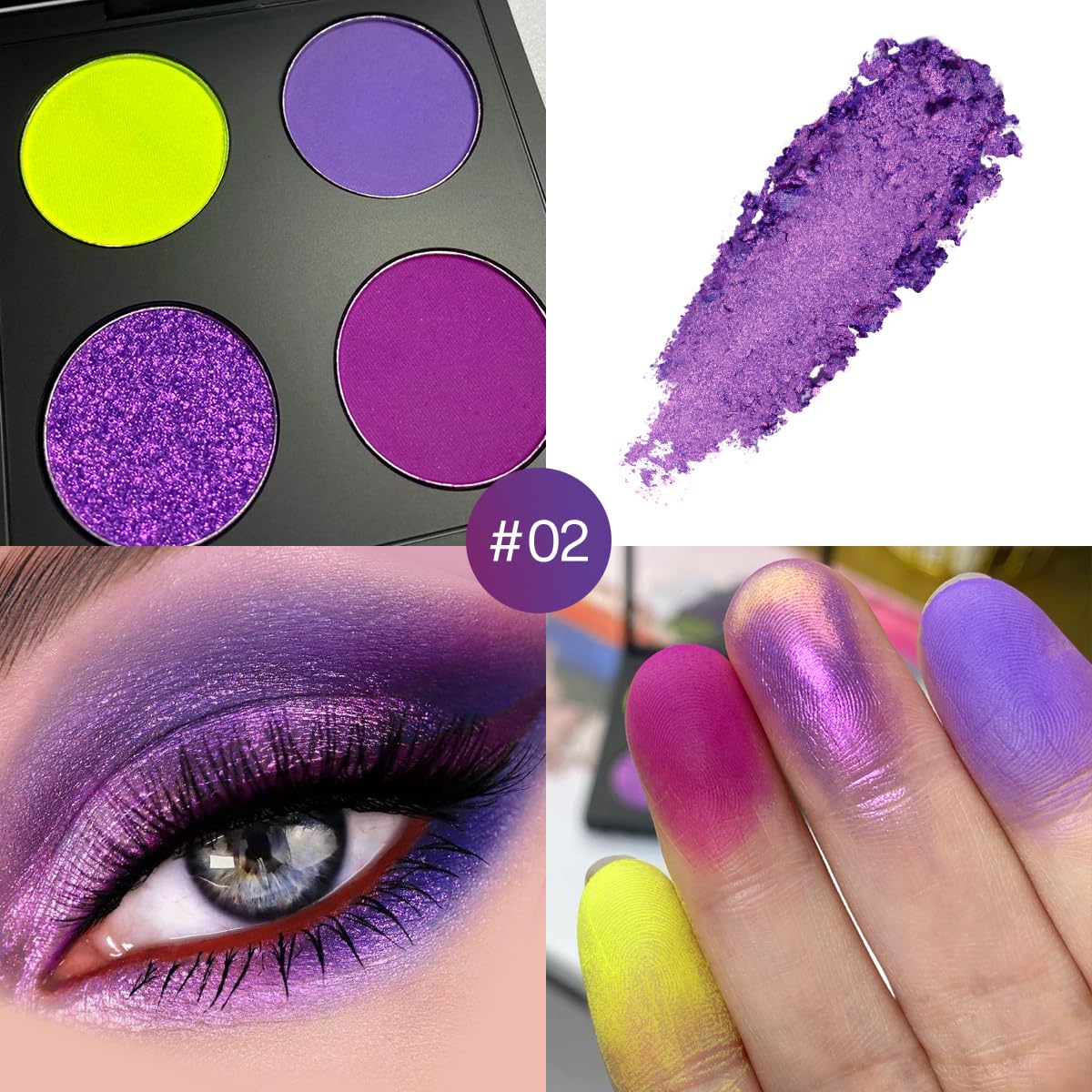 Afflano Duochrome Eyeshadow Palette, Multichrome Purple Eyeshadow Palette, Ultra-Pigmented Purple and Yellow Shades, Matte Metallic Finish - Image 7