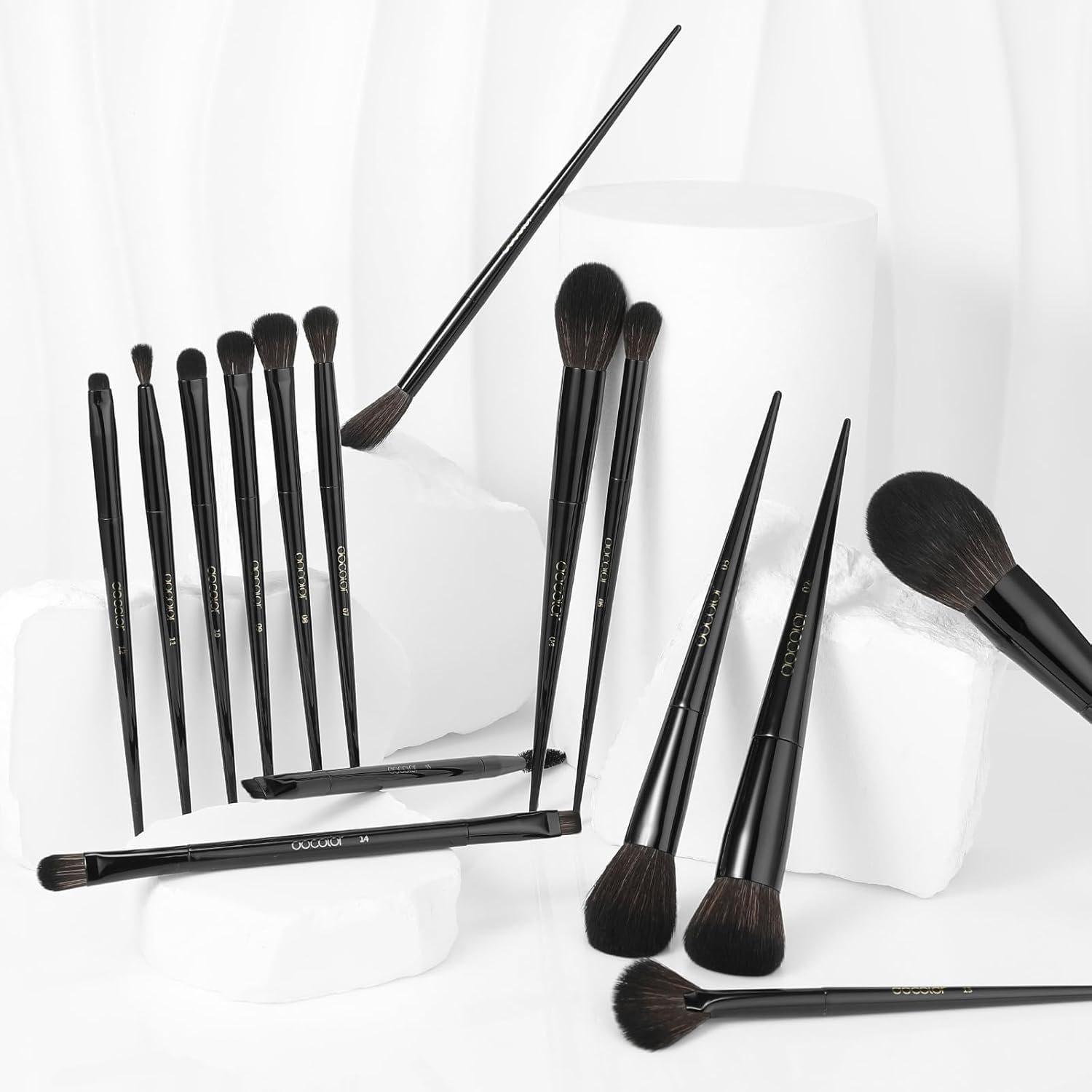 Docolor 15 Piece Obsidian Premium Synthetic Makeup Brush Set for Foundation Contour Blush Eye Shadow - Image 8