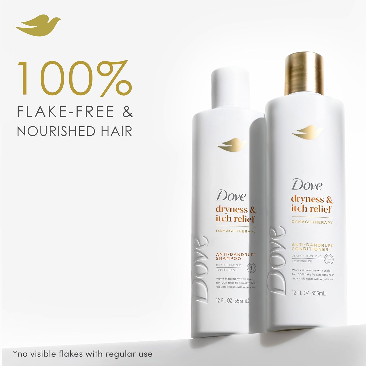 Dove Shampoo and Conditioner Set - DermaCare Scalp Dryness & Itch Relief, Pyrithione Zinc Shampoo and Conditioner, Anti-Dandruff, Anti-Frizz, Smoothing Hair Care, 12 Oz (2 Piece Set) - Image 6