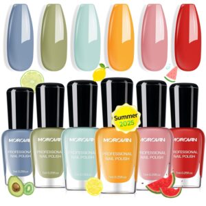 Morovan Nail Polish Set Fingernail: Quick Dry Nail Polish Kit Regular Bulk 0.25 oz Finger Nail Polish Pack Glossy Toenail Polish DIY Gifts for Women