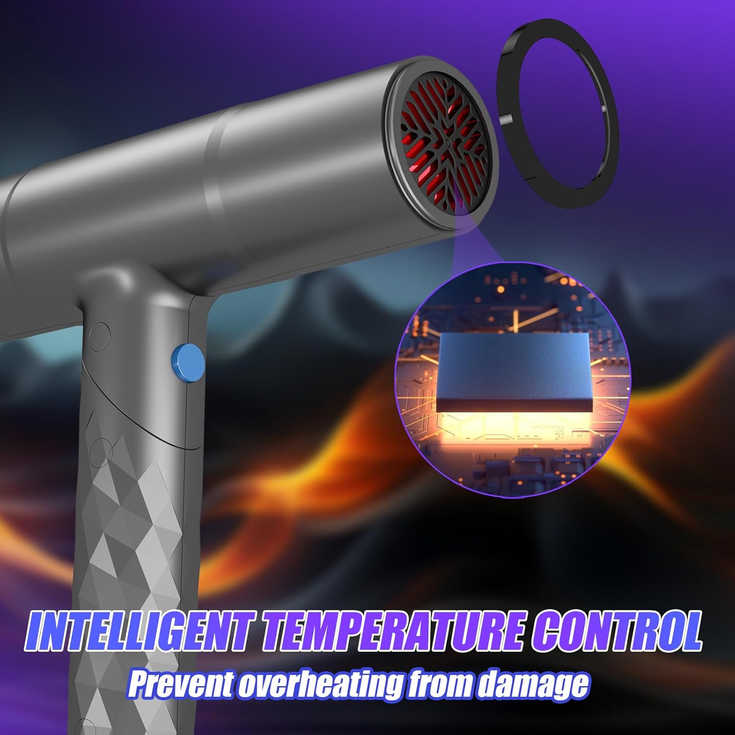 Ionic High Speed Hair Dryer with Diffuser Blow Dryer for Women Foldable Hairdryer with Display Monitor - Image 4