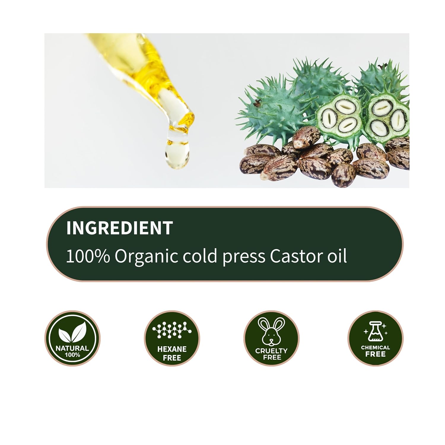 Organic Castor Oil Eyelash Growth Serum For Eyelashes and Eyebrows with Mascara Tube Filled with Premium Cold Pressed, Hexane Free Castor Oil - Image 5