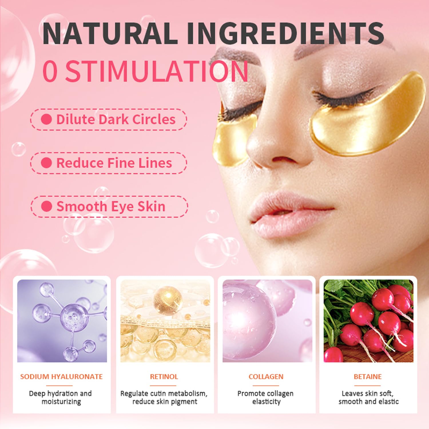 30 Pairs 24K Gold Eye Masks & Lip Masks, Crystal Collagen Gel Under Eye Patches for Puffy Eye, Moisturizing Cooling Skin Care Lip Eyes Patches for Puffiness and Dark Circles - Image 6