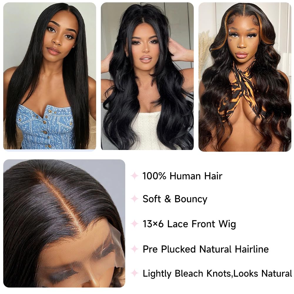 13x6 Lace Front Wigs Human Hair 200% Density 28 Inch Body Wave Lace Front Wigs Human Hair Pre Plucked Real Human Hair Wig with Baby Hair Glueless Wigs Human Hair Lace Front Wigs - Image 5