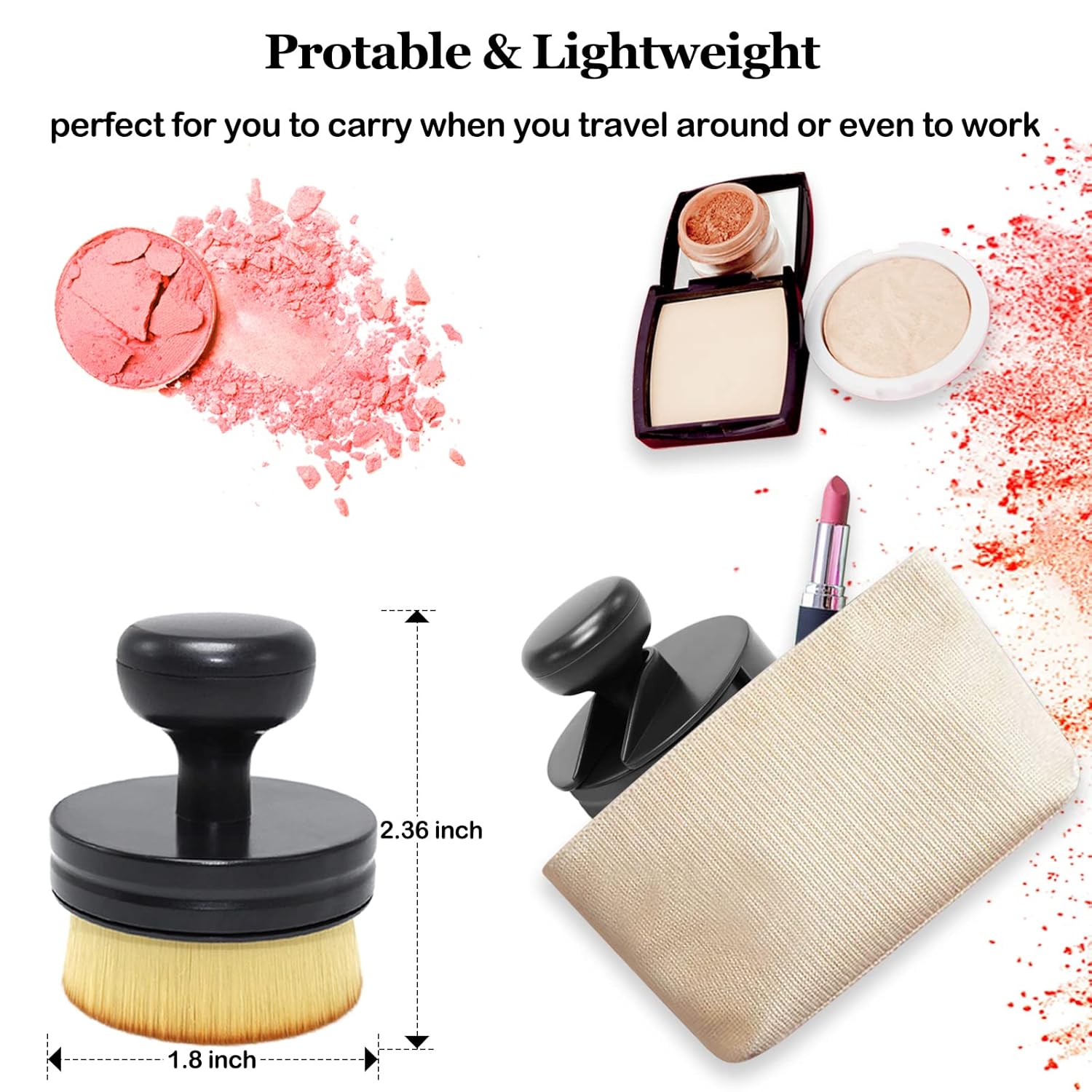 Falliny Makeup Brush, Large Full Coverage Self Tanner Foundation Brushes Travel Kabuki Powder Brush for Face Body, Blending Liquid, Bronzer,Sunscreen,Cream or Flawless Powder Cosmetics - Image 6