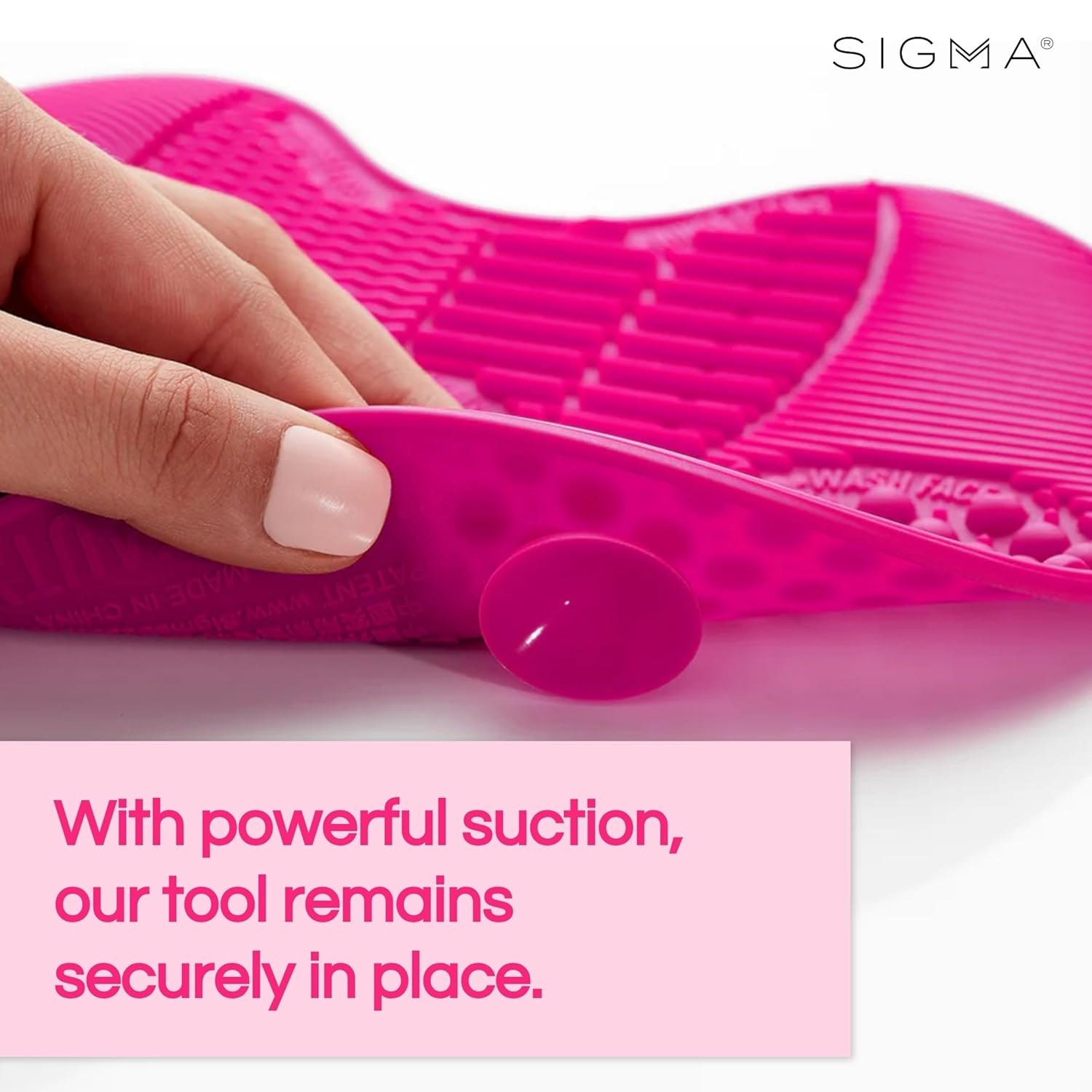 Sigma Beauty Makeup Brush Cleaner Mat – Sigma Spa Express Silicone Makeup Brush Cleaning Mat with Suction Cups for Cleaning Makeup Brushes, Compact Design Fit for Any Travel Makeup Kit (Pink) - Image 4