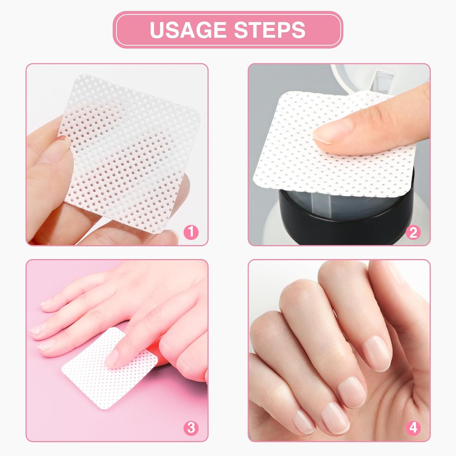 BLUERISE Lint Free Nail Wipes Pink 1200pcs Nail Polish Remover Pads Soft Absorbable Eyelash Extension Glue Cleaning Wipes - Image 4