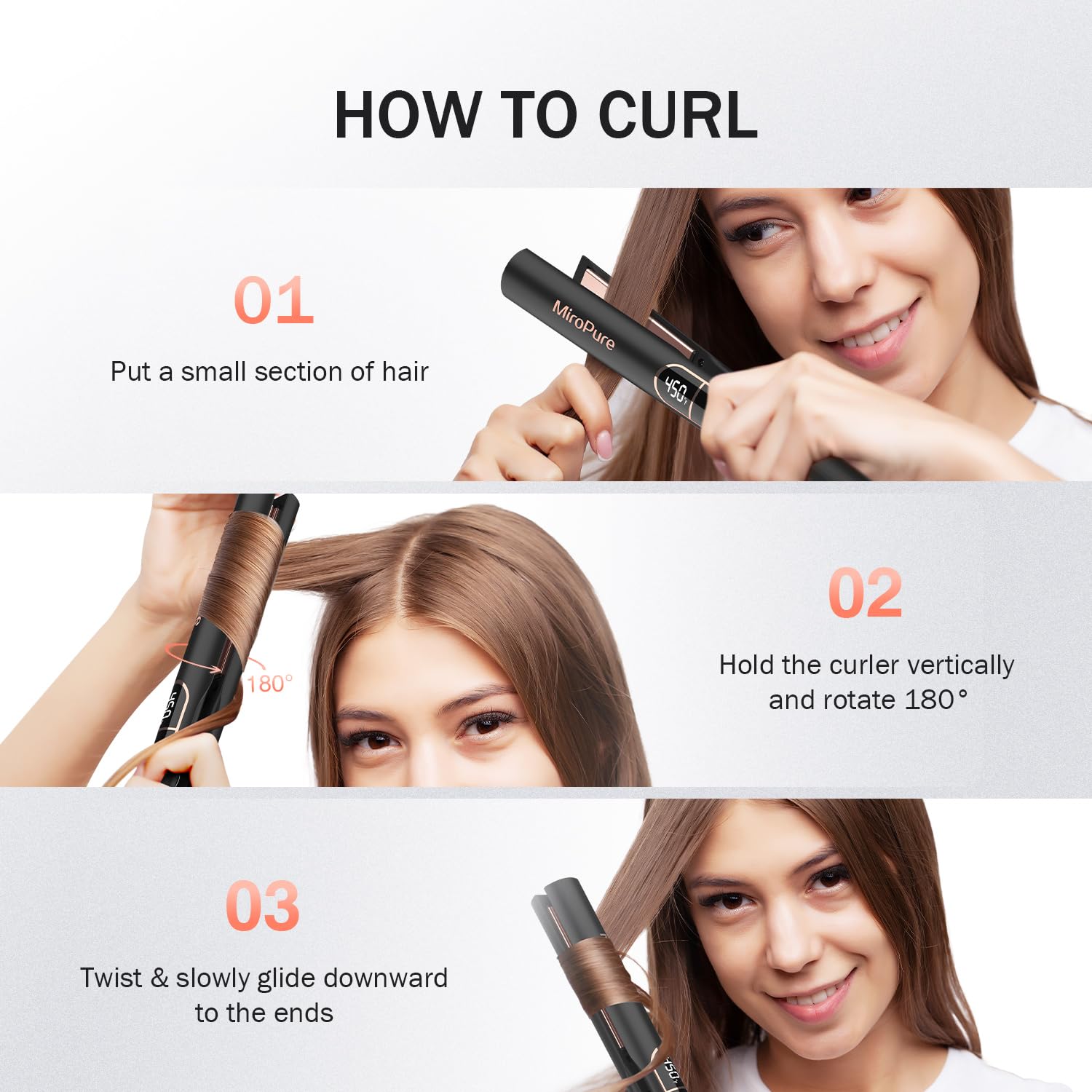 MiroPure Flat Iron Hair Straightener, 1 Inch Titanium Plates Hair Straightener with 15S Heat-up, Professional MCH Ceramic Negative Ion Hair Iron Dual Voltage for Women Hair with Auto Shut-Off - Image 7