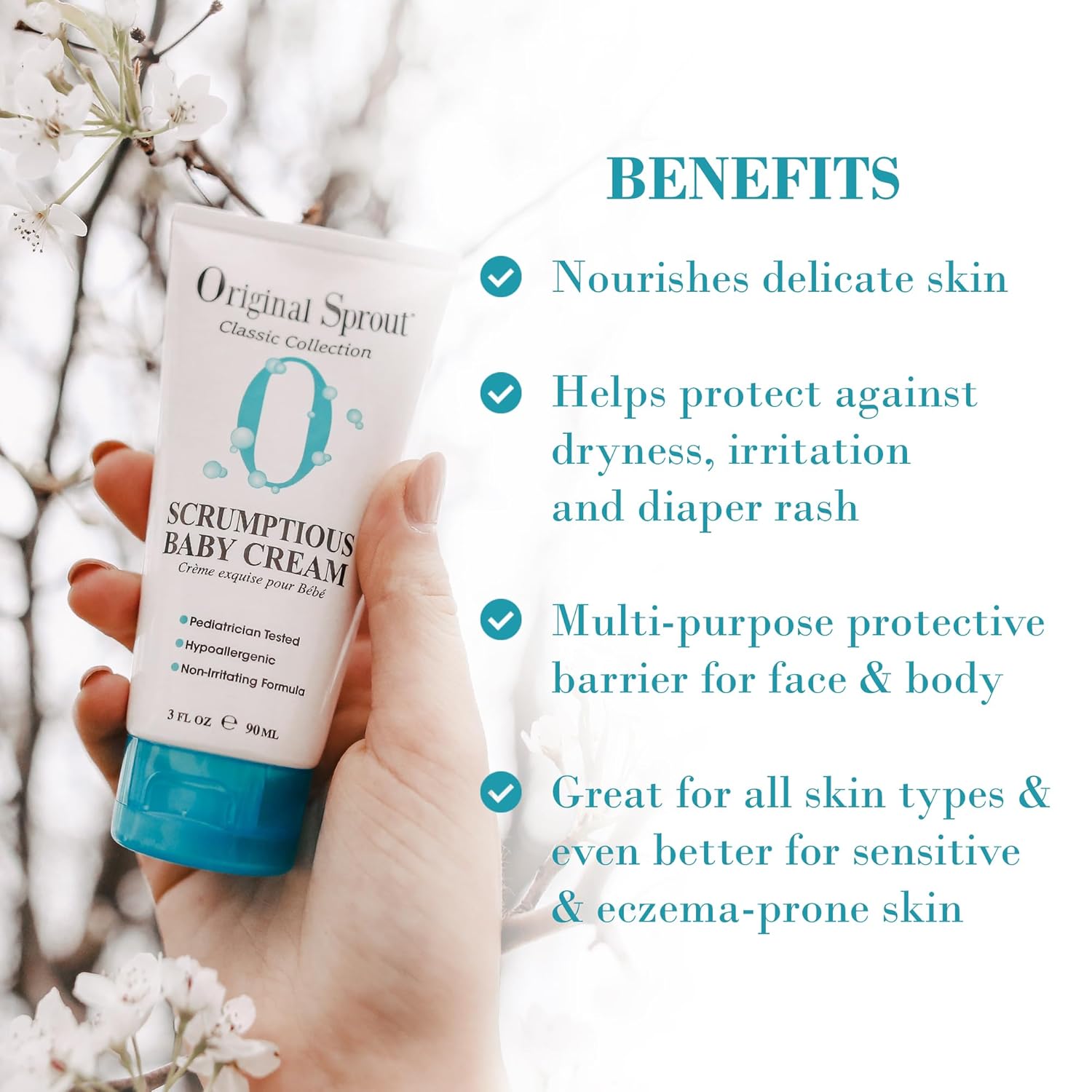 Sprout Scrumptious Gentle Moisturizing Baby Cream for Dry Skin, 3 fl oz - Image 2