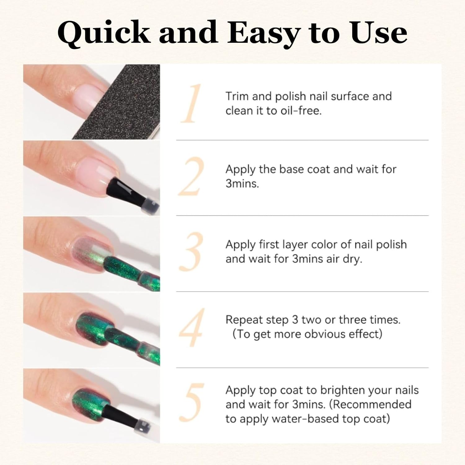 Holographic Nail Polish - Chrome Metallic Green - Long Lasting Chameleon Shimmer Iridescent Quick Dry - Image 7