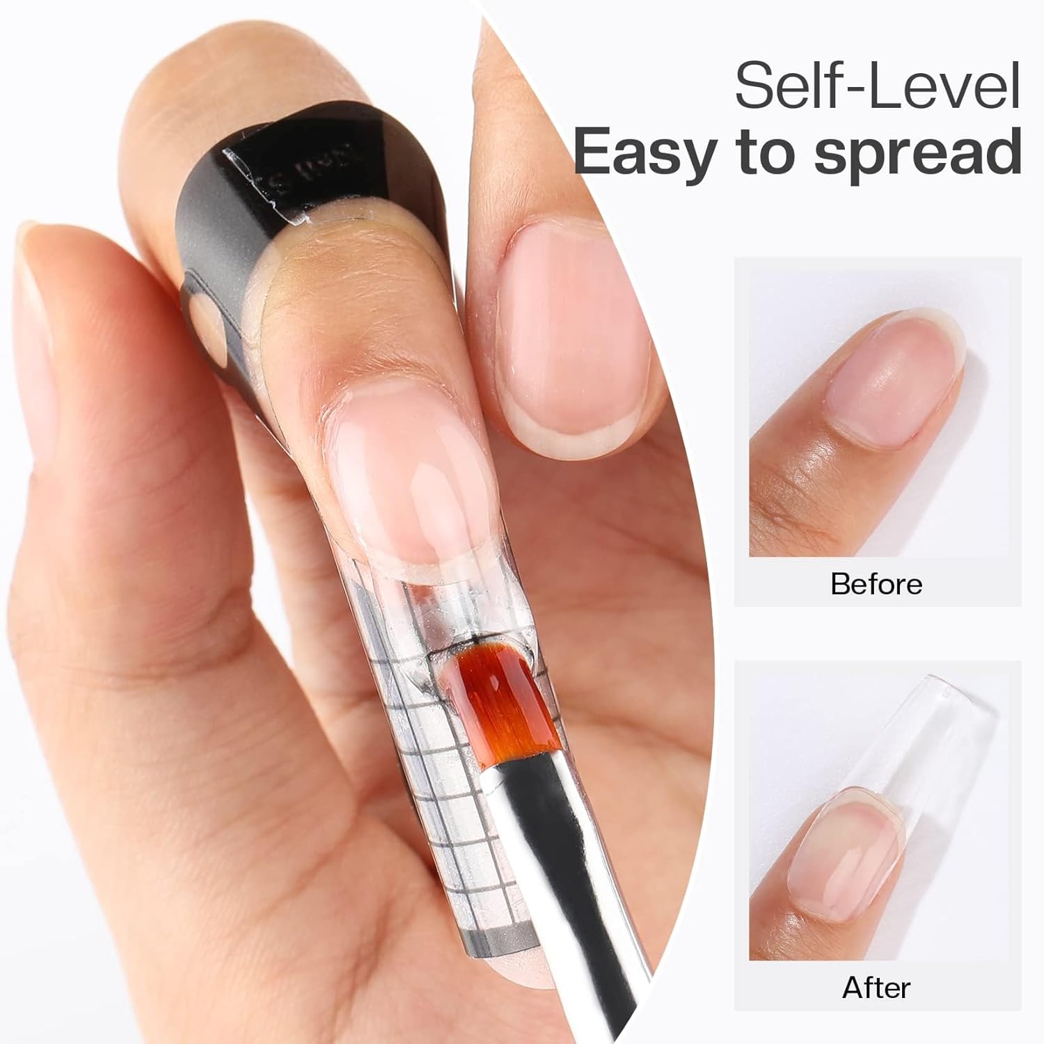 Morovan Clear Builder Gel for Nails: UV/LED Hard Gel Kit - 2oz Strong 3D Sculpting Extension Strengthen Professional Art Manicure Set with Forms & Brush Supplies - Image 5