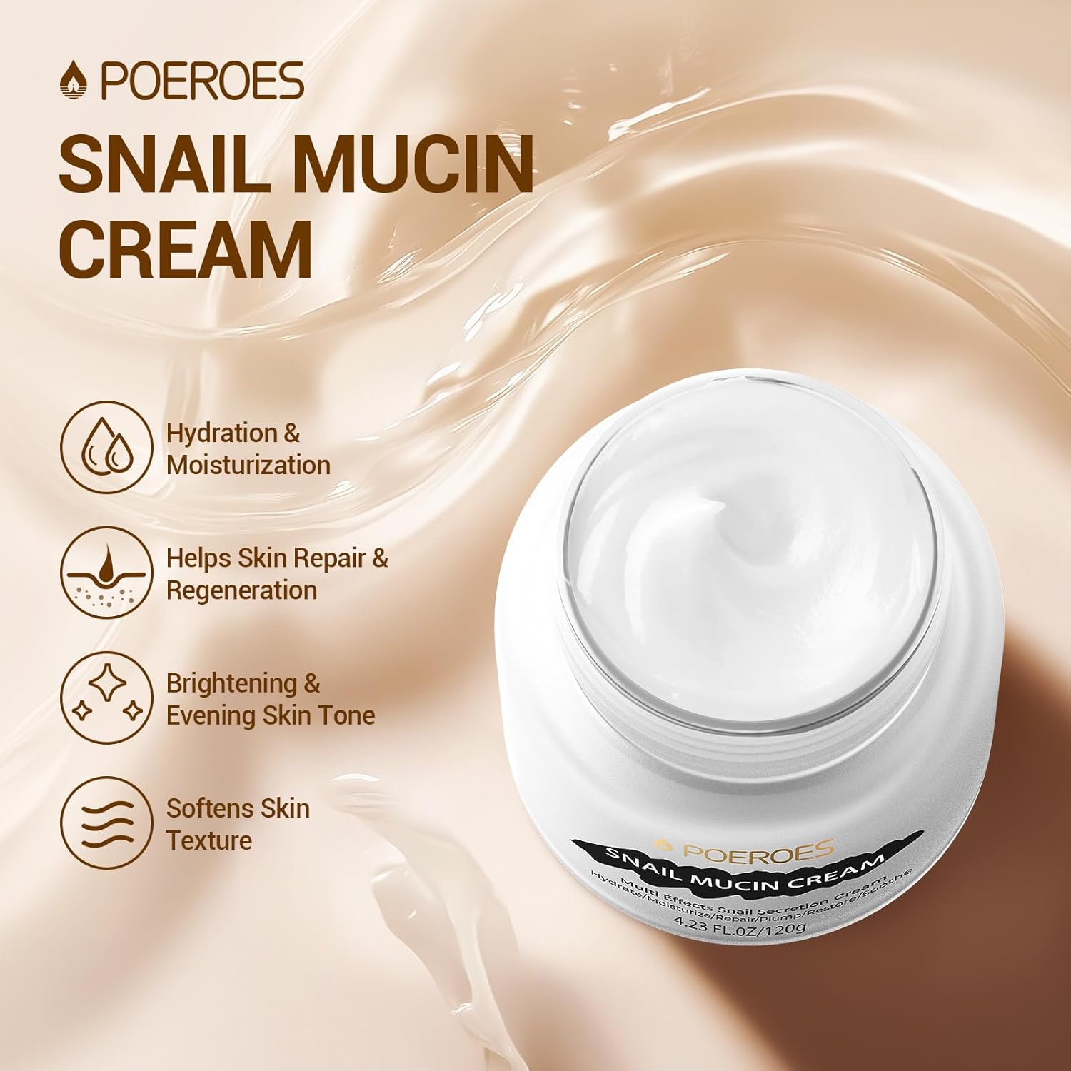 Pure Snail Mucin 99.3% Moisturizer Face Cream 4.23 Fl Oz for Dry Sensitive Acne-Prone Skin - Image 2