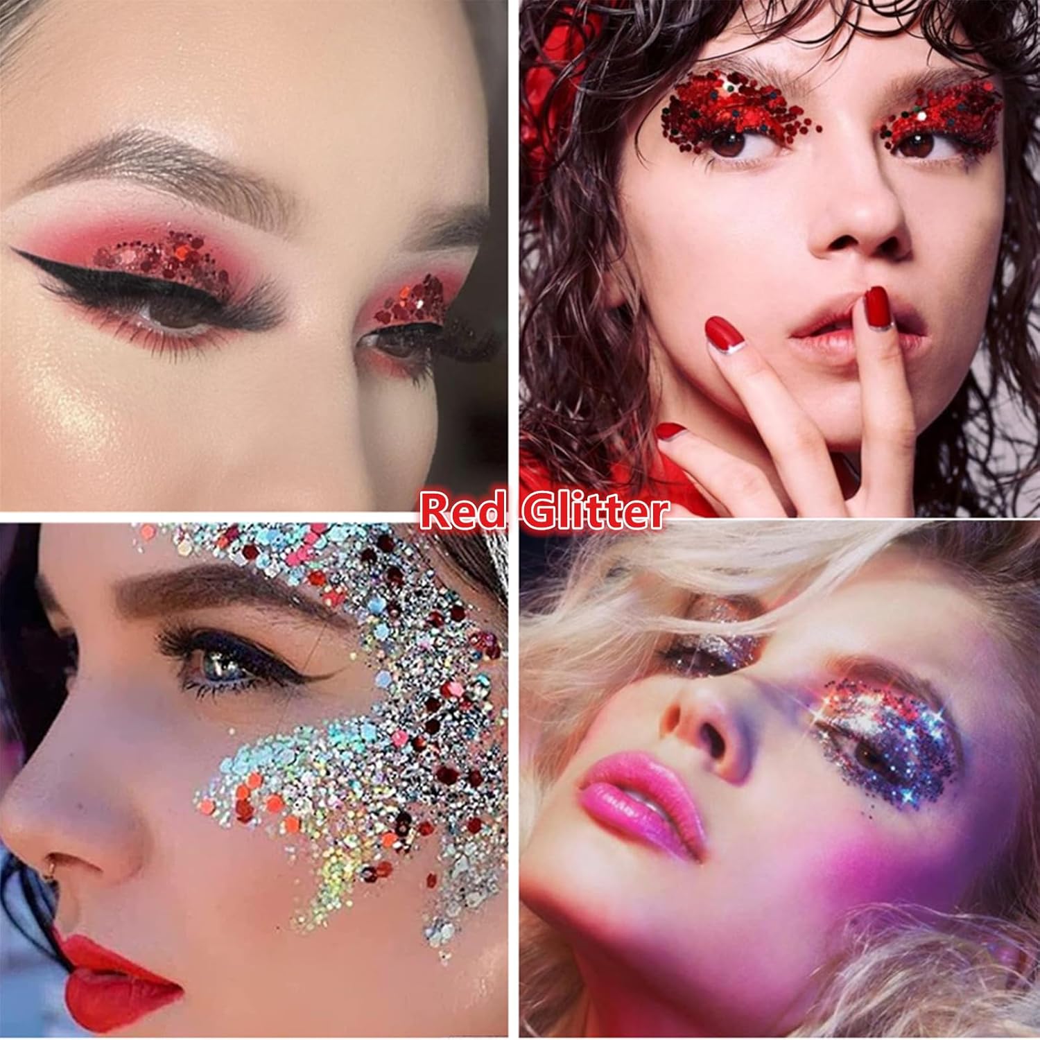 Go Ho Red Face Body Glitter 52g for Makeup, Eye, Lip, Hair, Nails - Image 3
