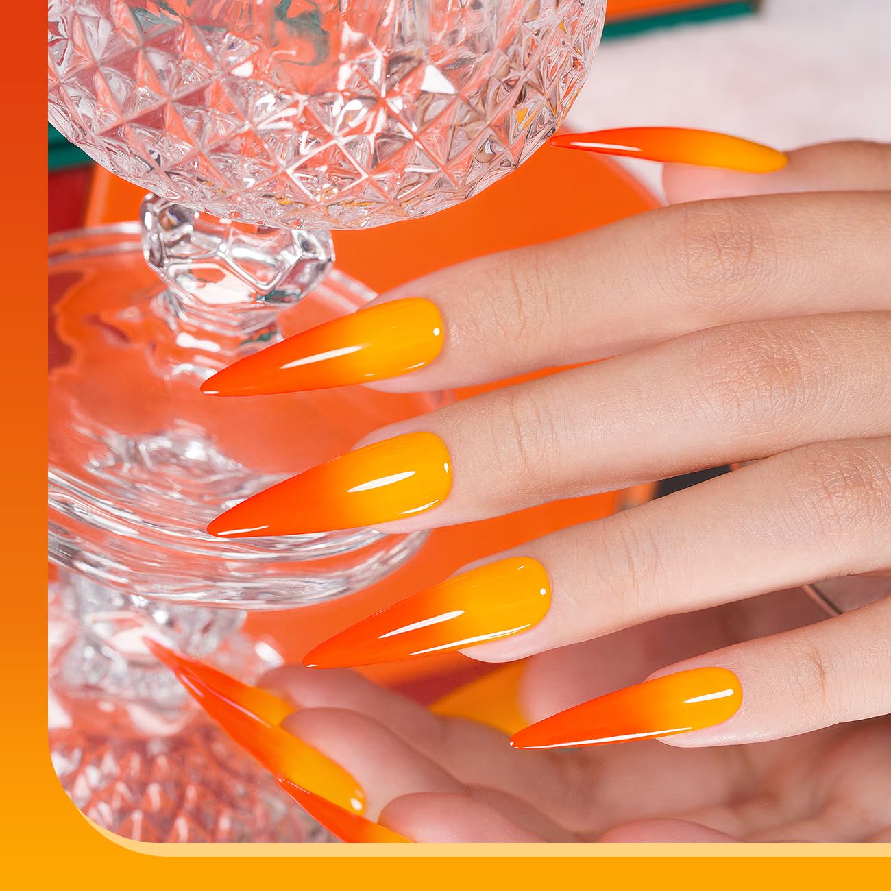 RARJSM Color Changing Gel Nail Polish Orange to Yellow 15ML Mood Changing Gel Nail Polish Soak off UV Temperature Change Gel Polish for Nail Art Manicure Salon DIY at Home - Image 2