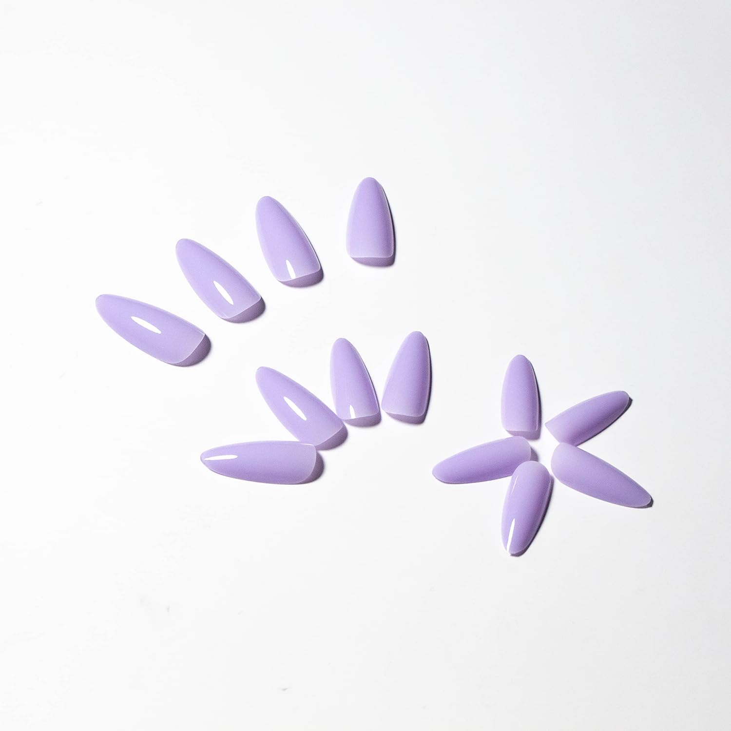Light Purple Press on Nails Medium Stiletto Almond,KQueenest Pure Color Acrylic Nails Kit Reusable Fake Nails with Feature Protective UV Coating for Women Nail Art Manicure in 24PCS - Image 4