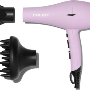 Eva NYC Healthy Heat Pro-Lite Dryer, Styling Hair Dryer, Lightweight Blow Dryer w/Far-Infrared, 2-Speed & 3-Heat Blowdryers for Hair, Hair Dryer with Diffuser & Concentrator, Lavender