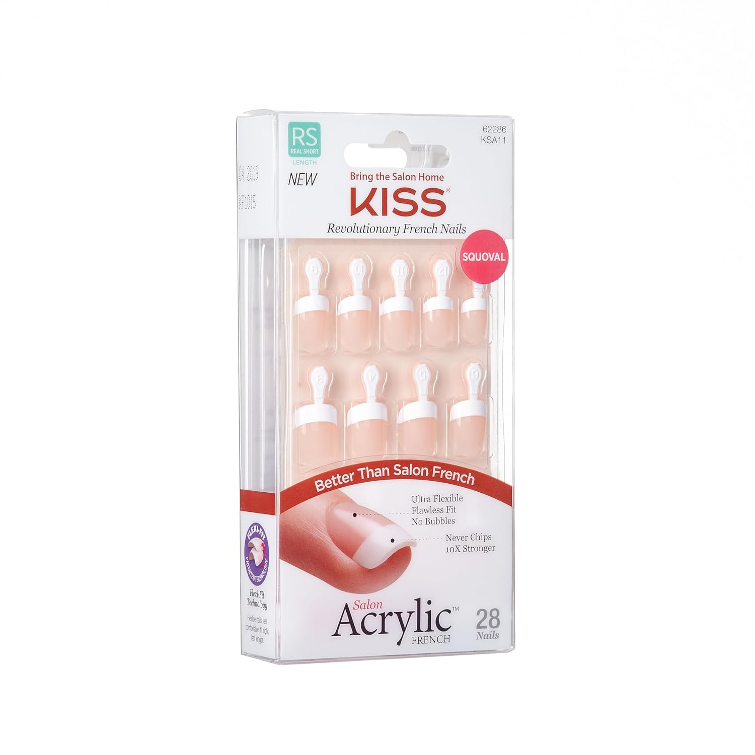 KISS Salon Acrylic, Press-On Nails, Nail glue included, 'Power Play', Pink, Real Short Size, Squoval Shape, Includes 28 Nails, 2g glue, 1 Manicure Stick, 1 Mini File - Image 4