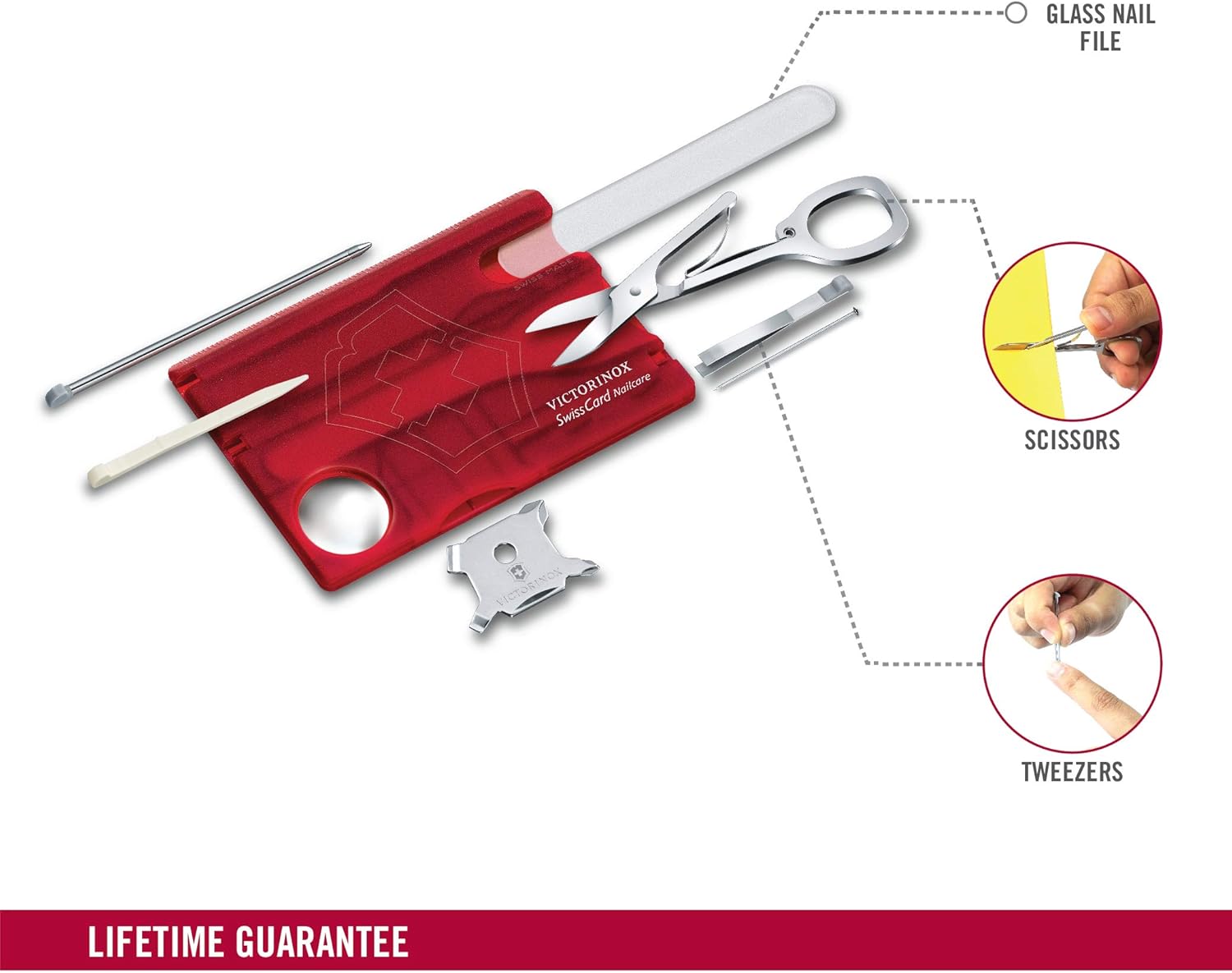 Victorinox SwissCard Nailcare 13 Function Multitool, Ruby - Image 3