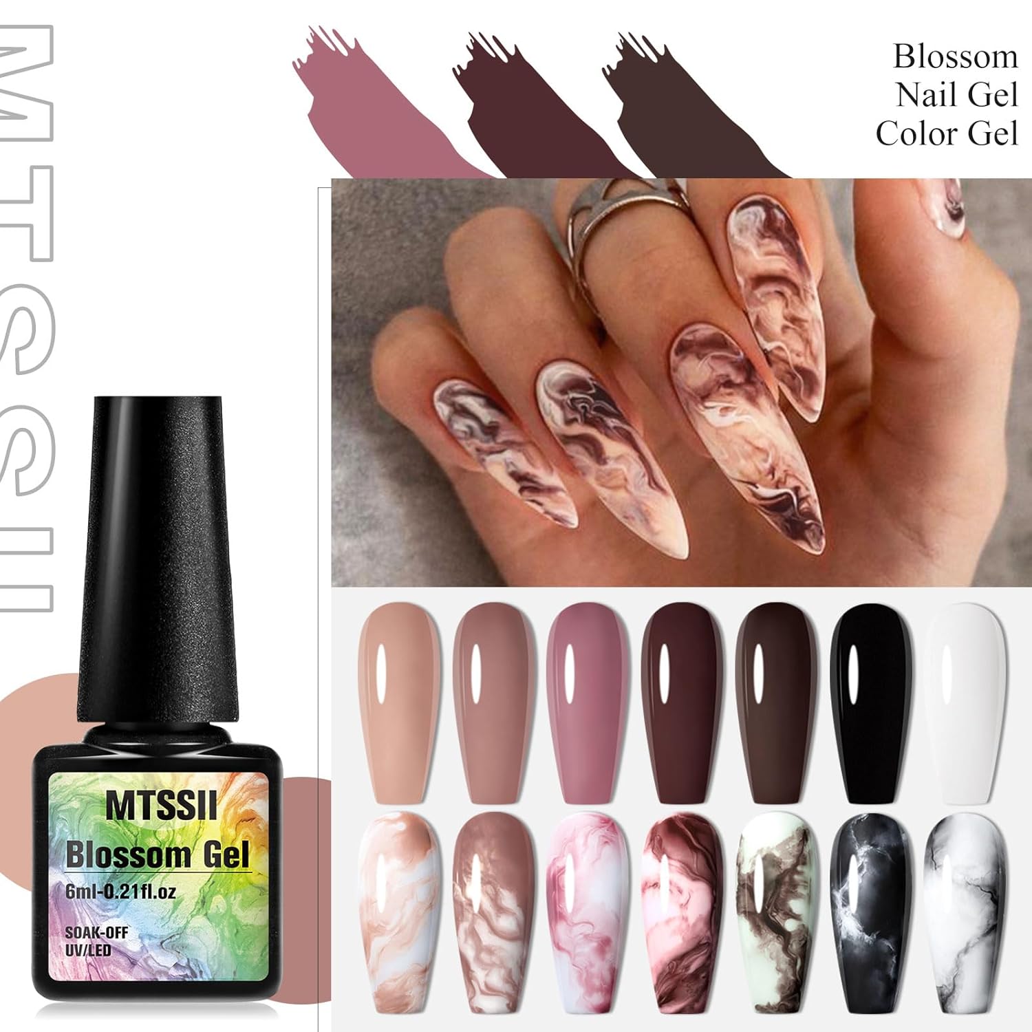8 Color Blooming Watercolor Ink Gel Nail Polish Set for Marble Nail Art - Image 5
