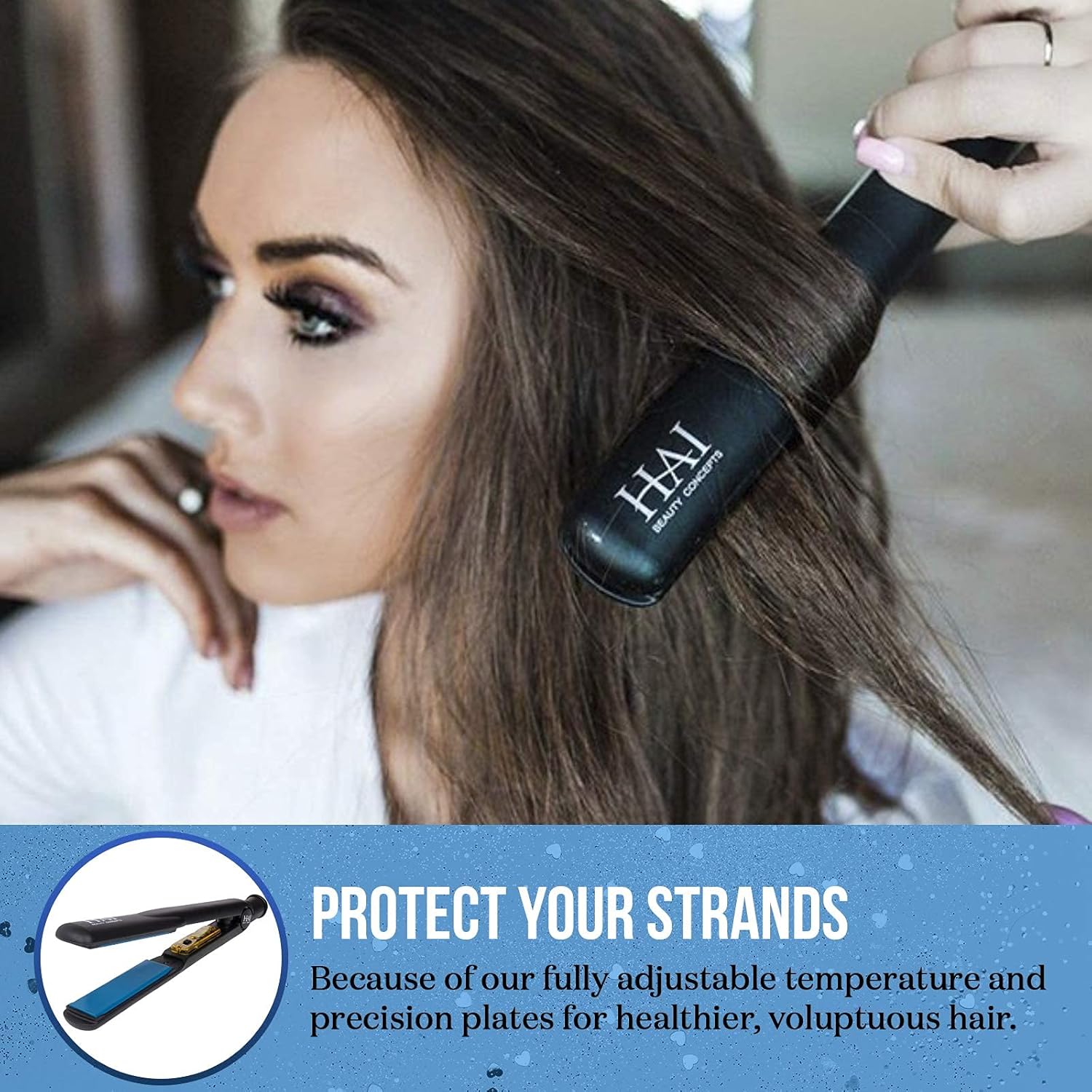 HAI Convertible Ceramic Hair Straightener for Women - Professional Fast Heating Flat Iron with 5 Temperature Levels for All Hair Types - (Classic Blue) - Image 5