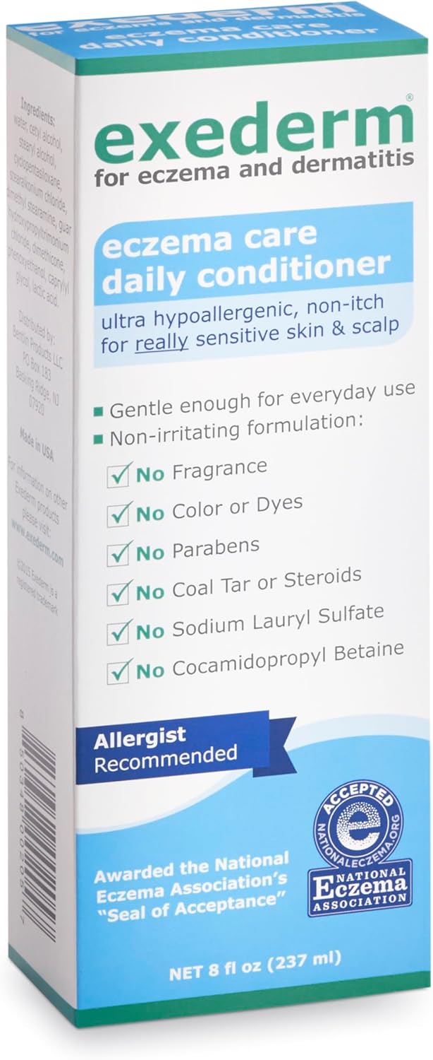 Exederm Conditioner for Eczema & Seborrheic Dermatitis, 8 Fl Oz, Ultra Sensitive Non-Irritating Formula, Moisturizing Daily Hair Care for Soft, Manageable Hair, Hypoallergenic, Paraben & Sulfate Free - Image 2
