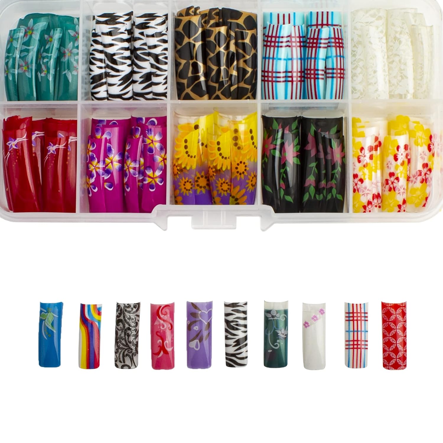 100 Piece Mixed Size French Style Acrylic False Nail Tips with Clear Case for Ballerina Nails - Image 6