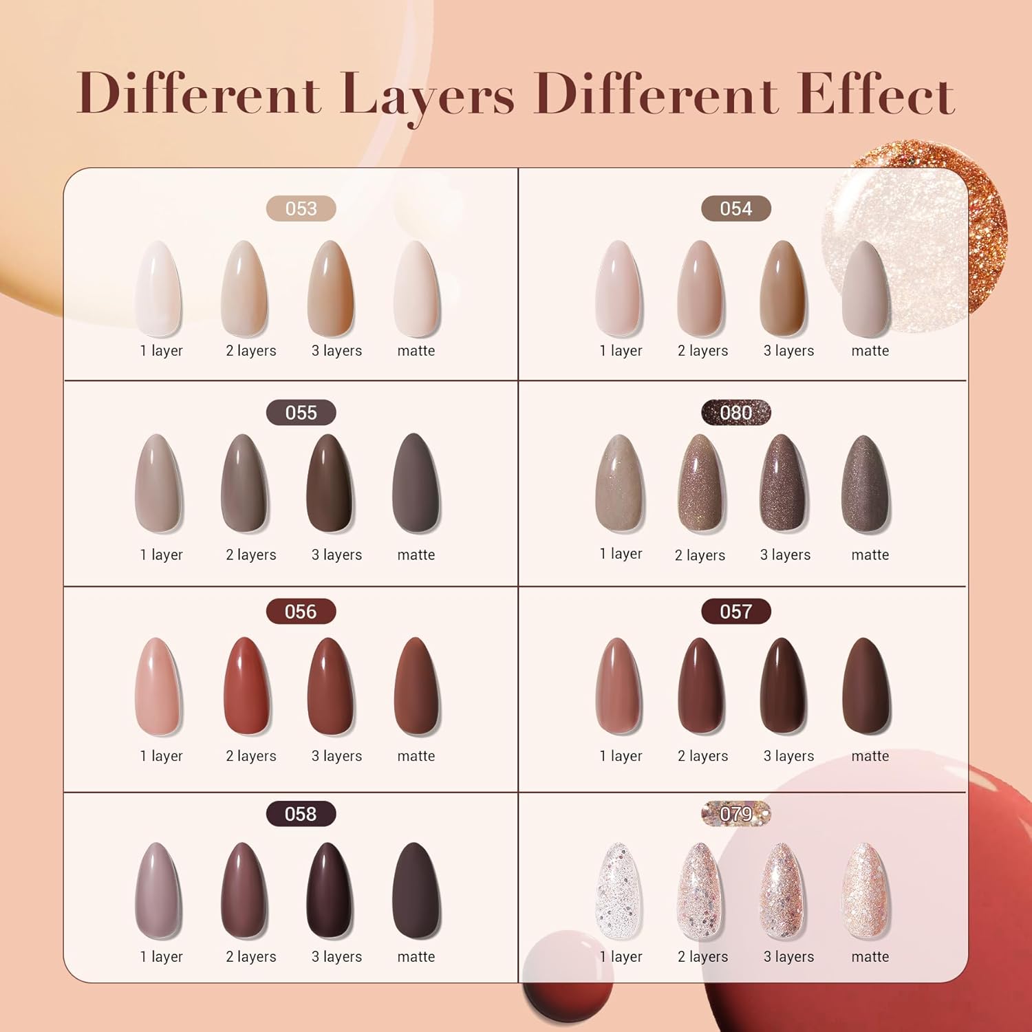 AZUREBEAUTY Brown Shades Champagne Glitter Nail Polish Set 8 Colors, Quick Dry Natural Nail Lacquer Strengthening Treatment Kit DIY Salon - Image 3