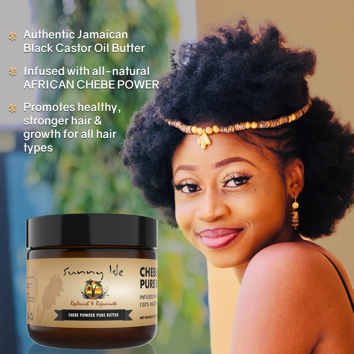 Sunny Isle Jamaican Black Castor Oil Pure Butter with African Chebe Powder 2oz | All-Natural Longer, Stronger Hair & Skin Moisturizer for All Types - Image 3