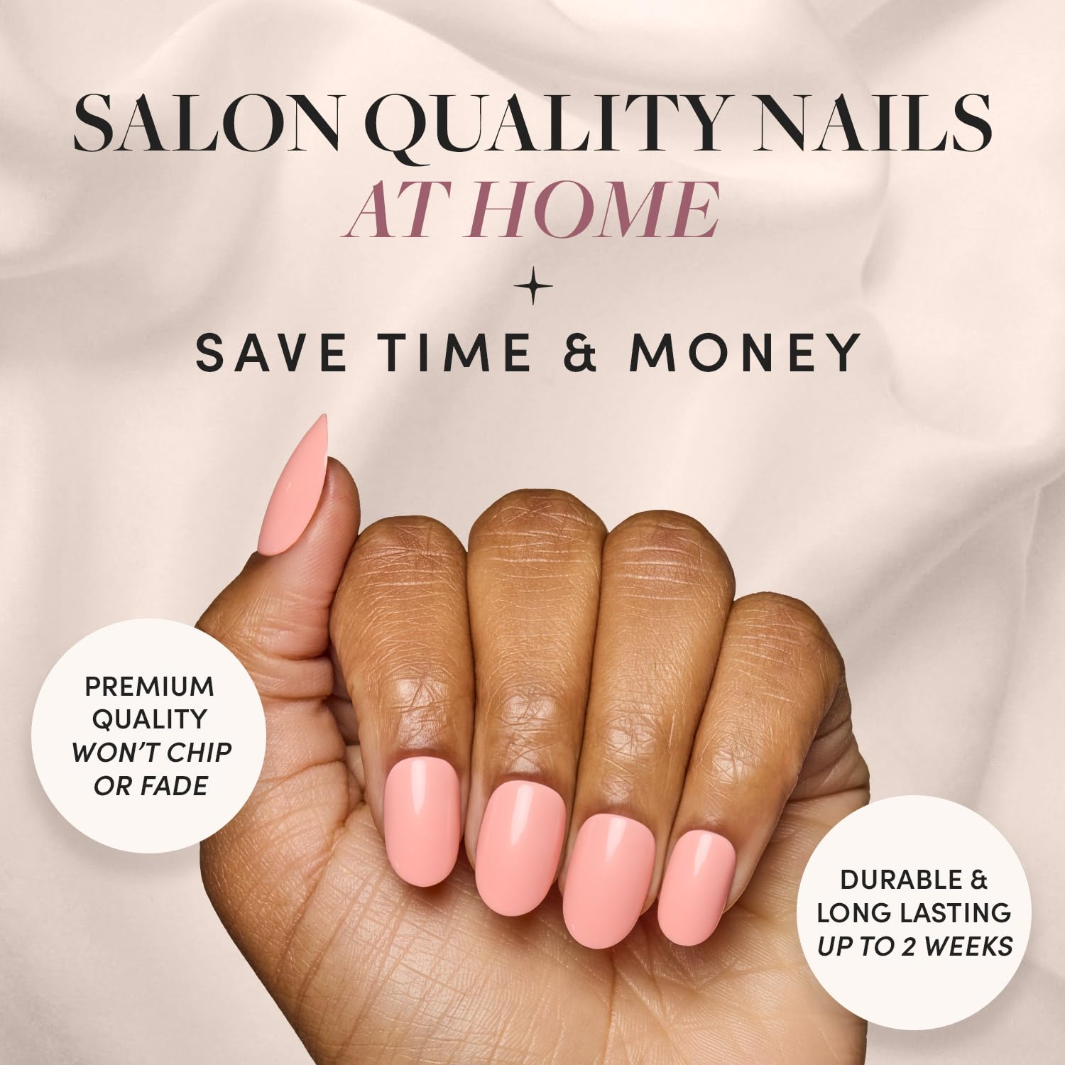 Glamnetic Press On Nails - Peach Coral | Short Round Orange, Glossy Pastel Peach Fake Nails, Reusable Spring Nails | 15 Sizes - 30 Nail Kit with Glue - Image 2