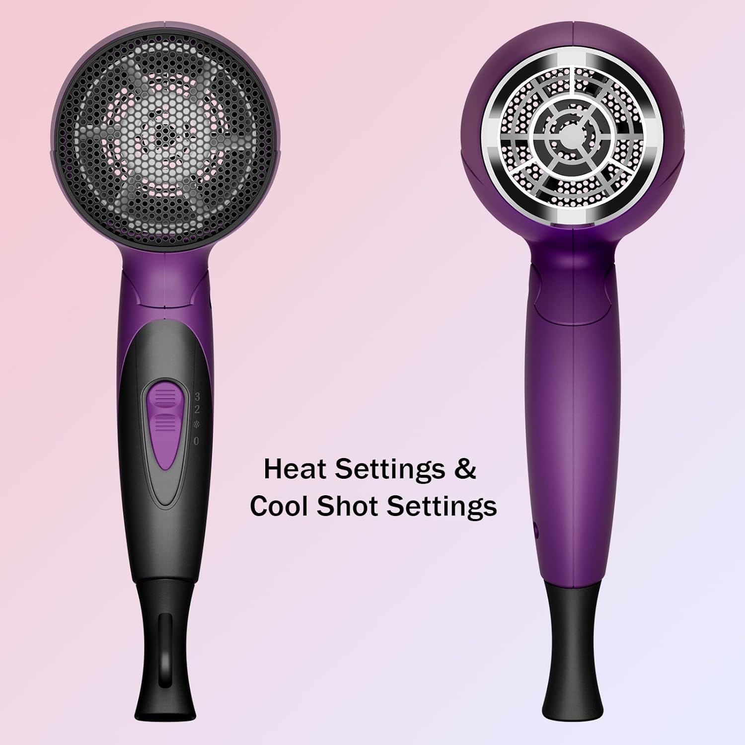 CONFU Portable Travel Hair Dryer 1600W Folding Handle Ceramic Tourmaline Ionic Purple - Image 4